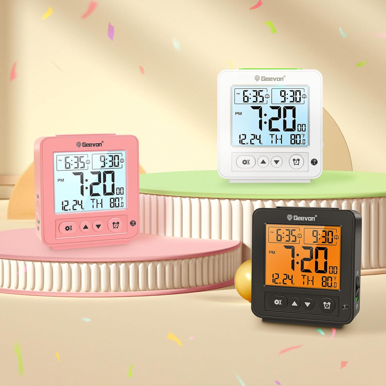 Geevon Smart Night Light Alarm Clock with 2 Beeps and Temperature Monitor