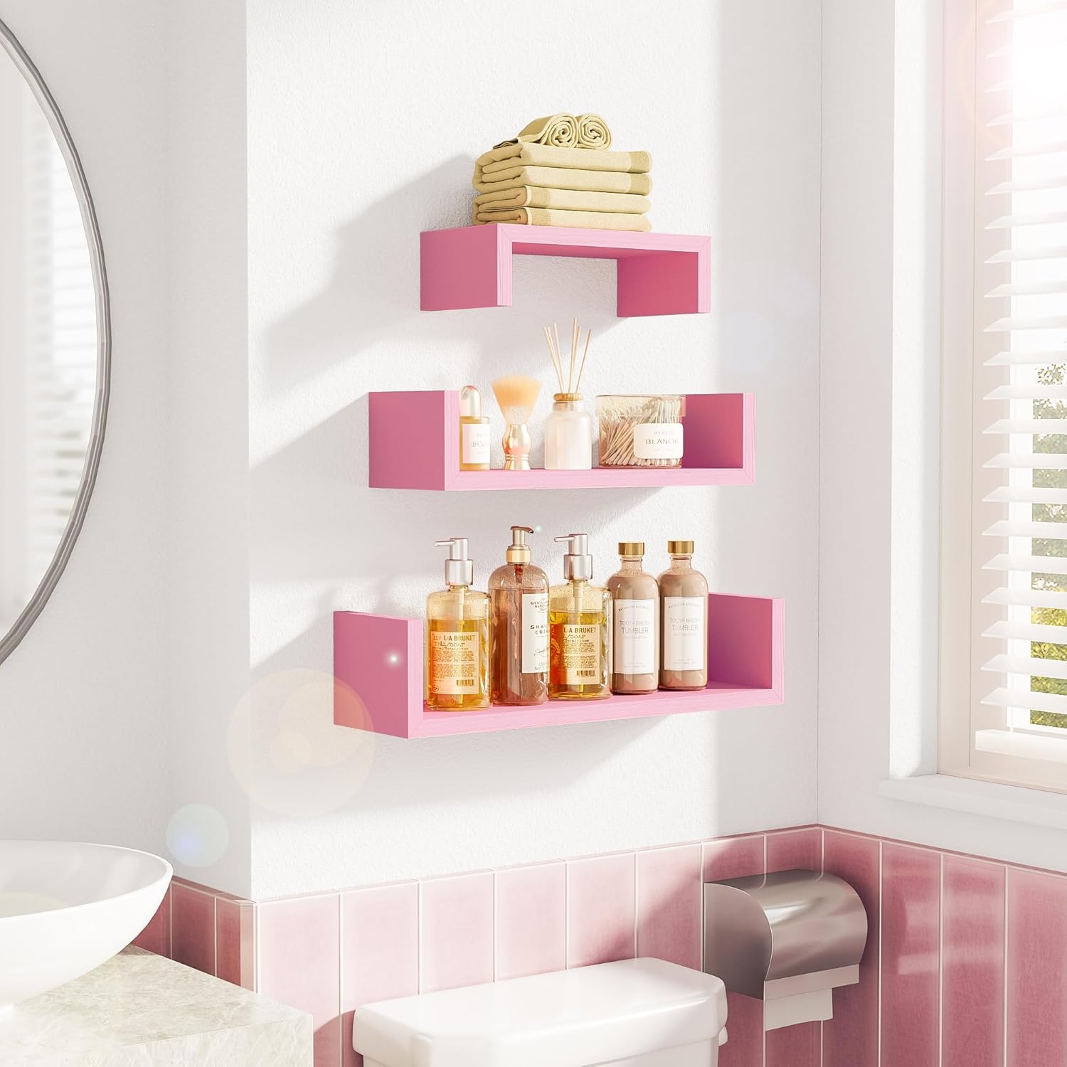 SRIWATANA Pink Floating Wall Shelves