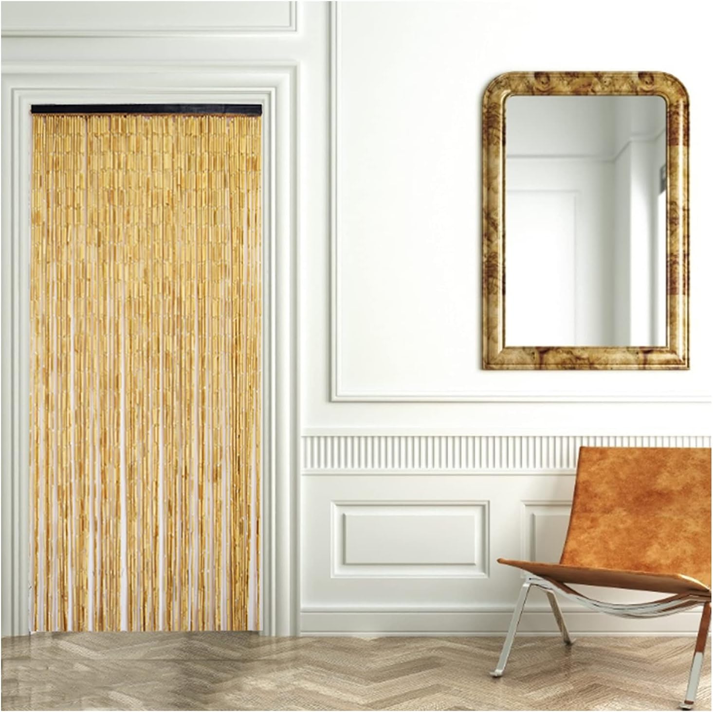 GDMING Natural Bamboo and Wood Beaded Curtain for Doorways and Windows