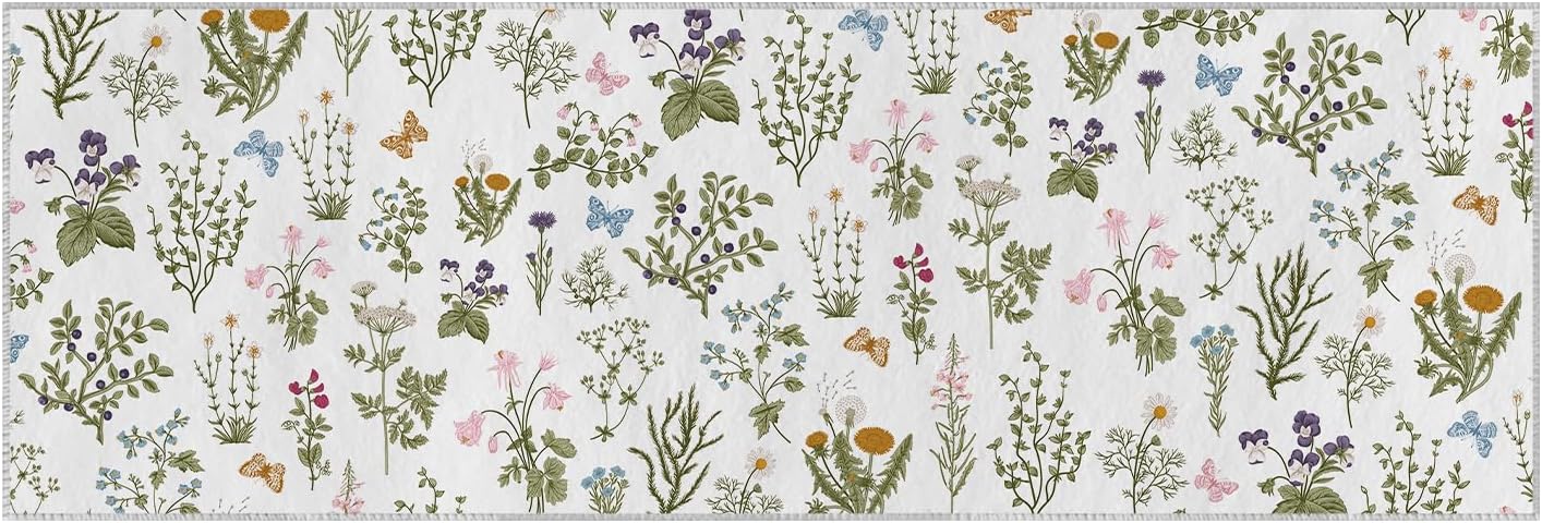 Artoid Mode Wild Floral Antique Herbs Runner Rug