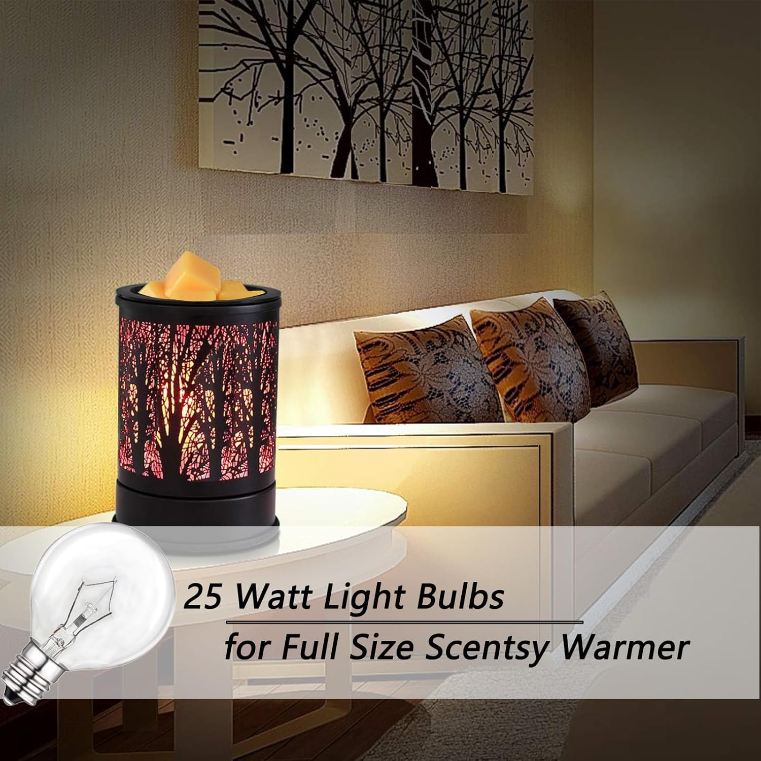 25 Watt Wax Warmer Bulbs 6-Pack Dimmable G40 Bulbs for Scentsy Warmers