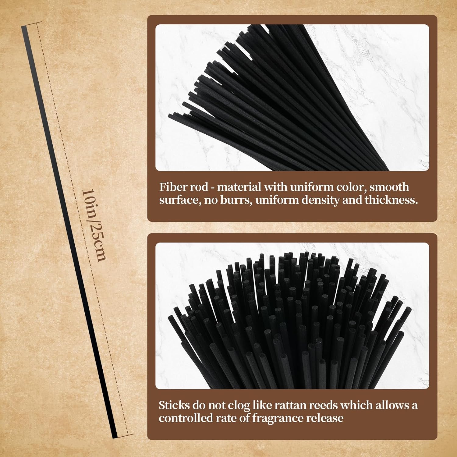 10 Inch 60Pcs Natural Reed Diffuser Sticks