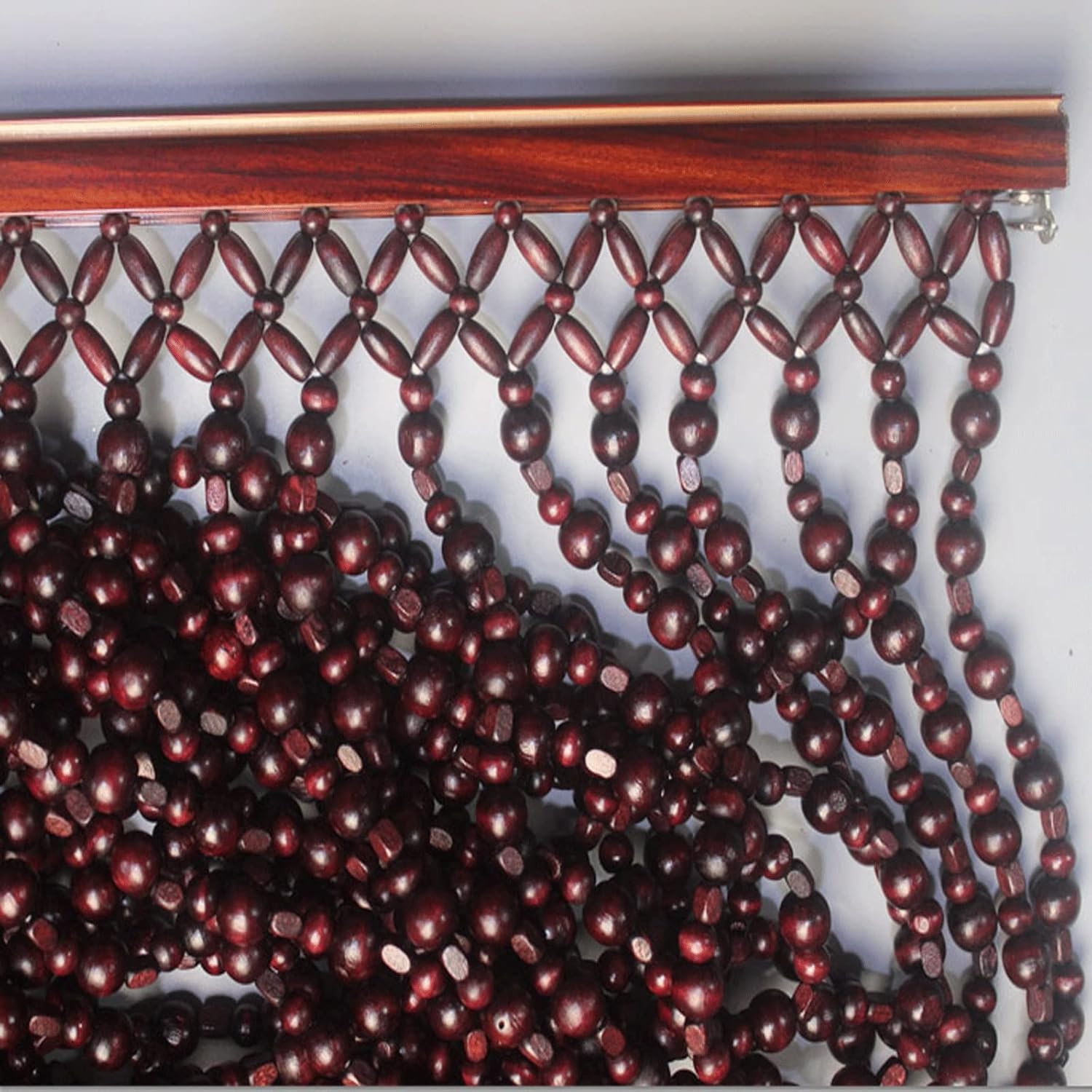 Natural Wood and Bamboo Beaded Curtain for Bedroom Privacy 1