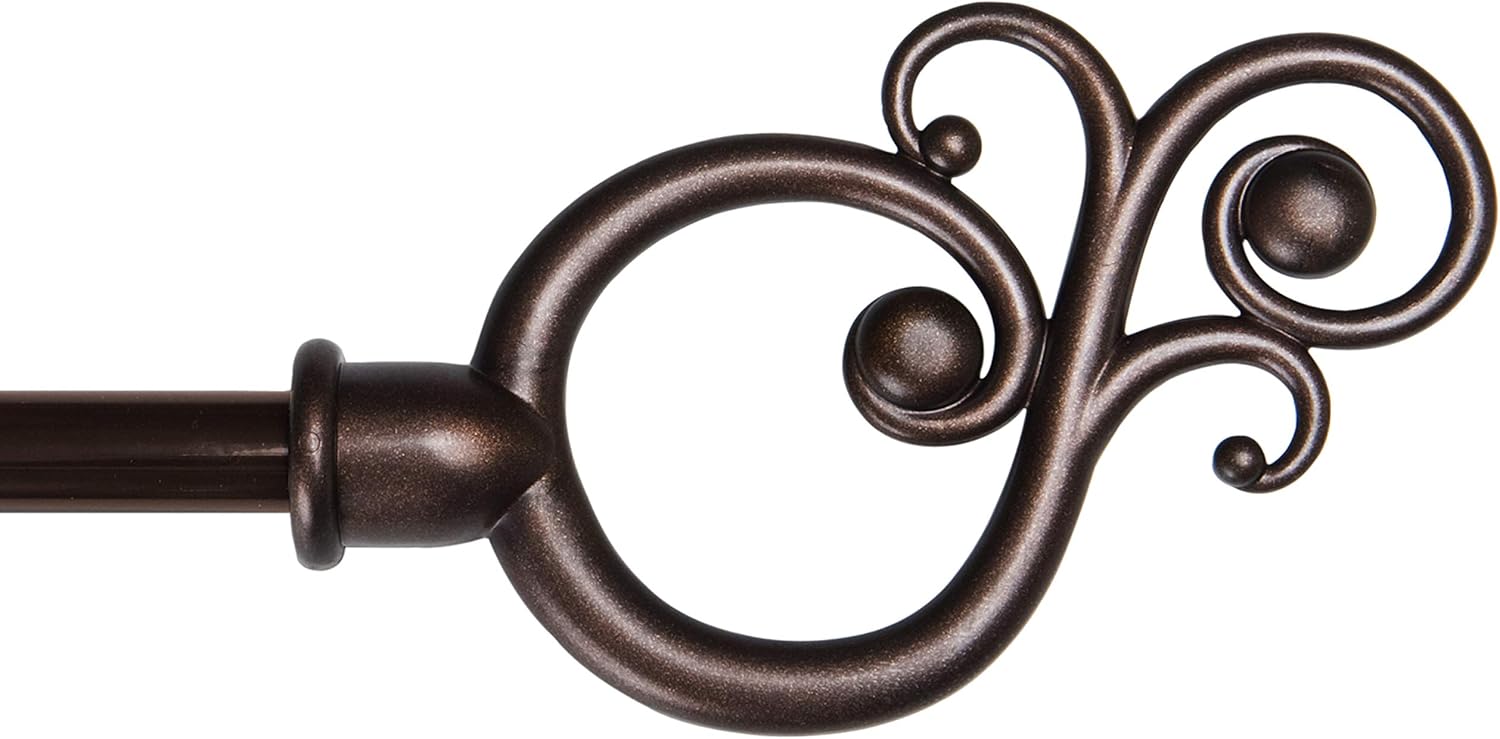Kenney Valencia Large Scroll End Window Rod 28-48 Adjustable Chocolate Finish