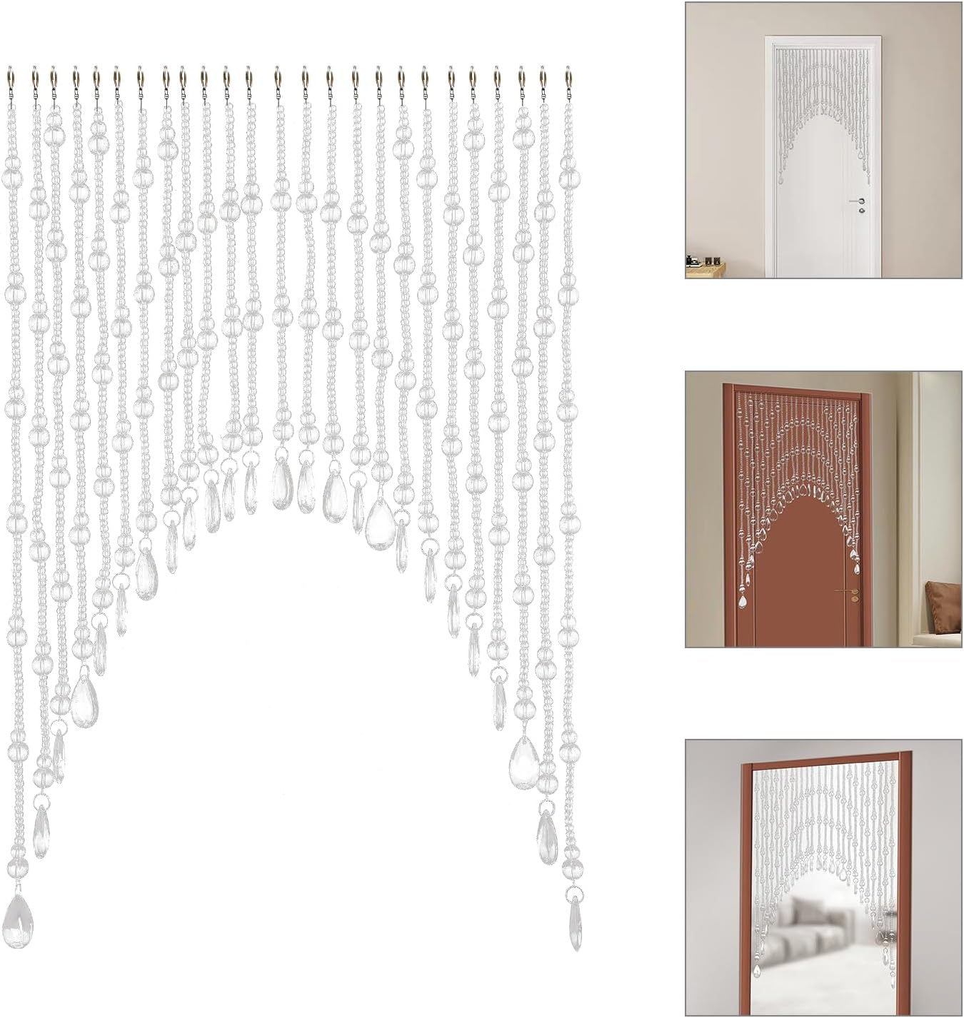 Clear Crystal Beaded Curtain for Doorway