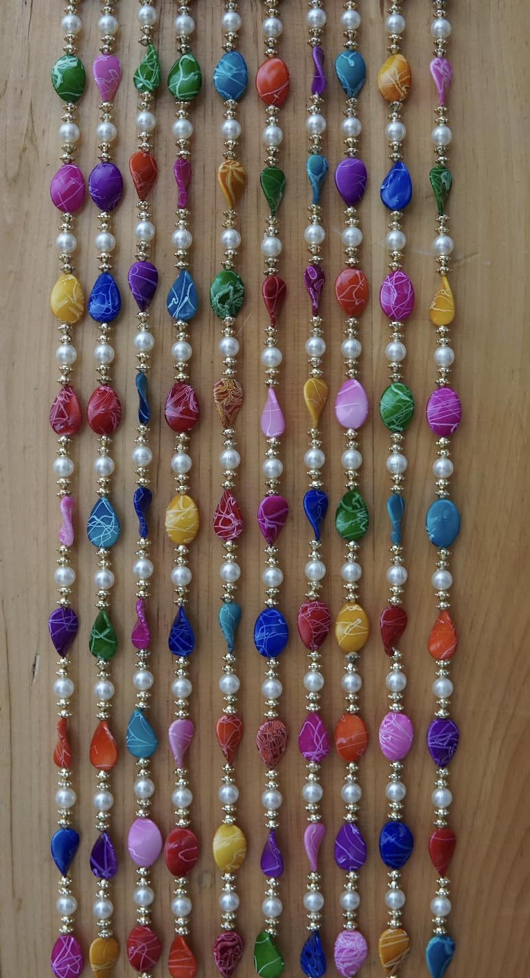 5-Piece Colorful Beaded Curtain Set - 5ft Decorative Boho Panels