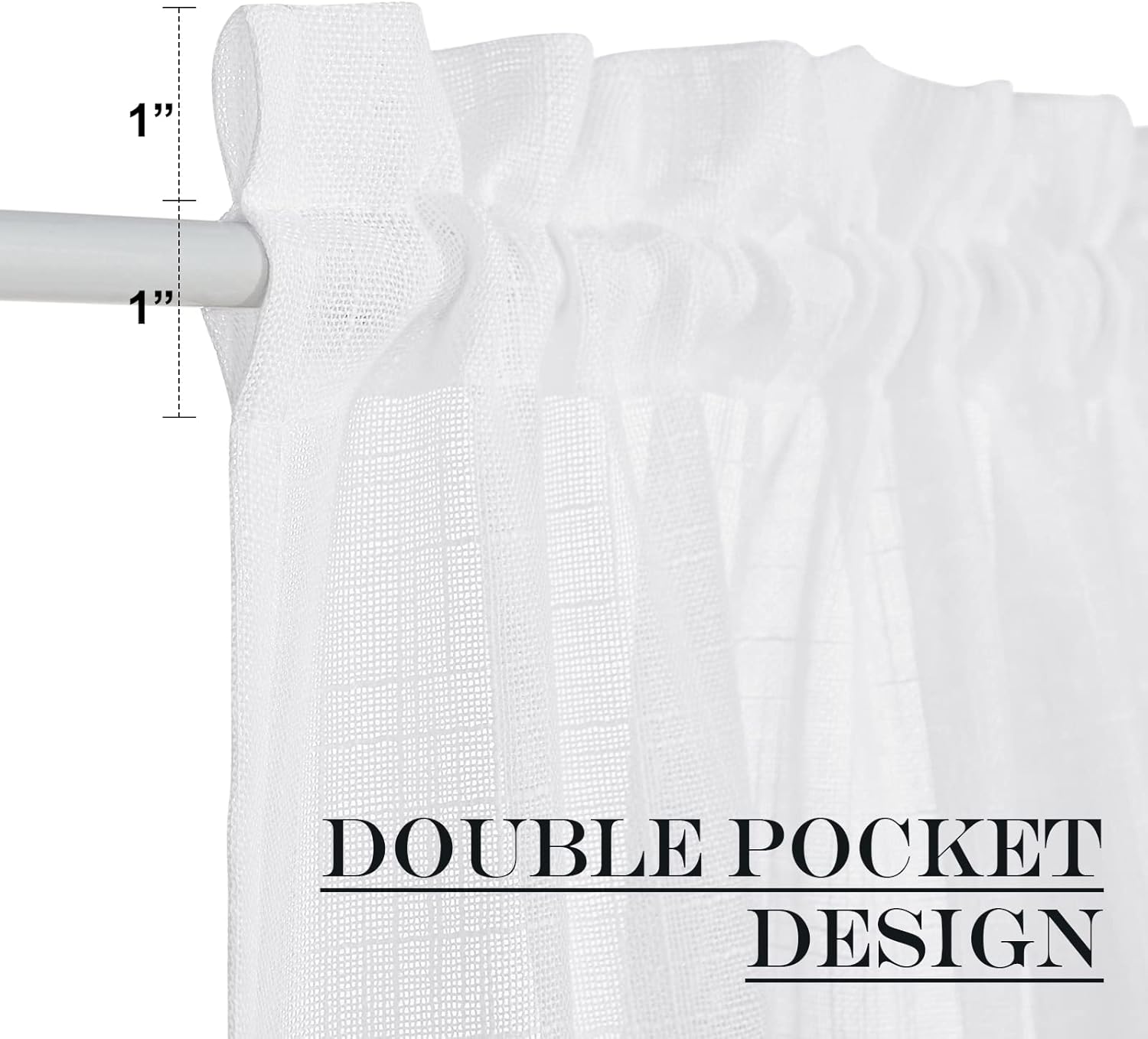 NICETOWN Sidelight Sheer Door Curtain - 26 x 50 Inch White