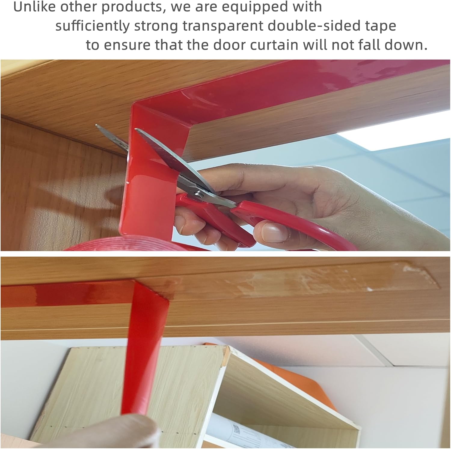 Wood Beaded Door Curtain with Self-Adhesive Strips