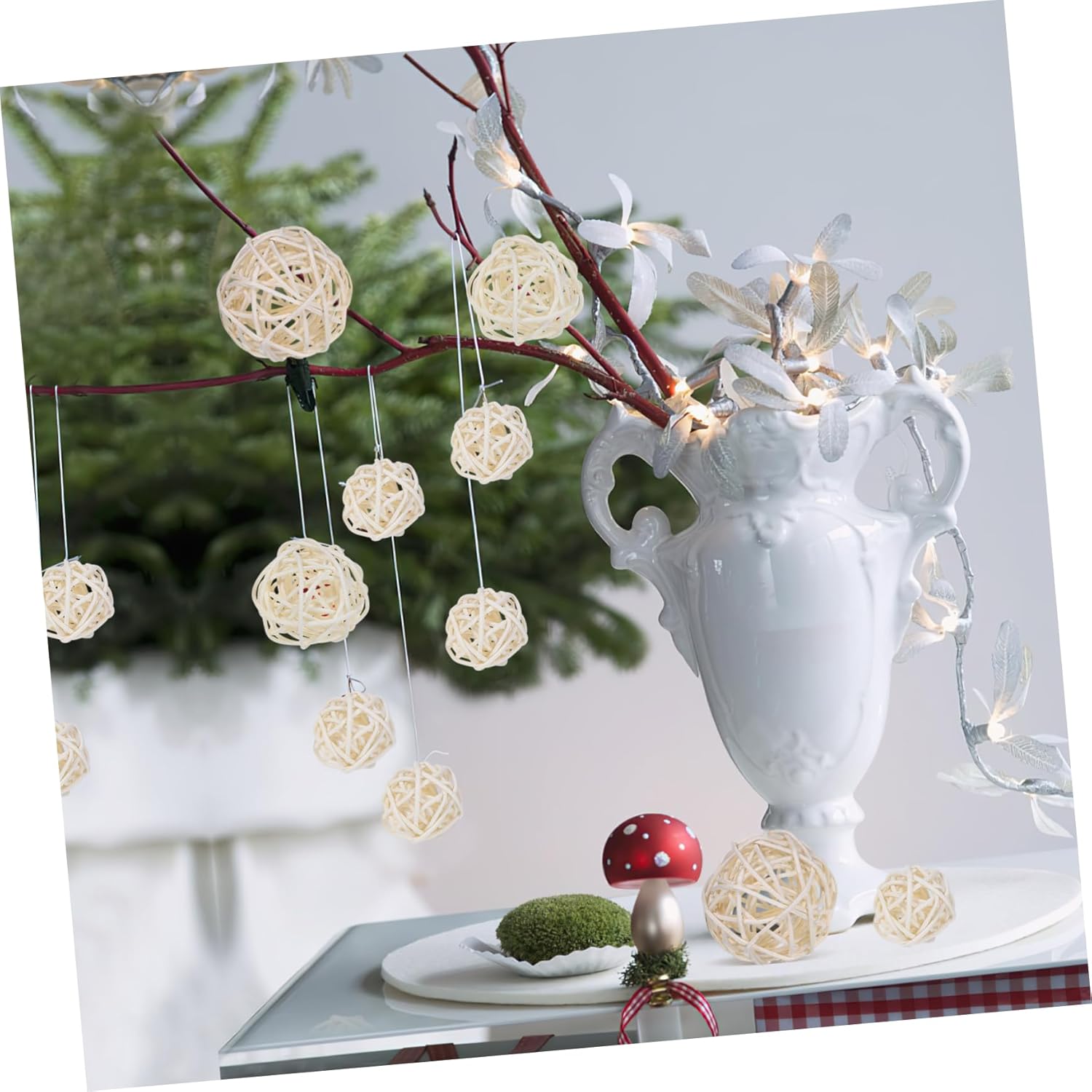 15Pcs White Rattan Ball Decorations for Wedding and Christmas
