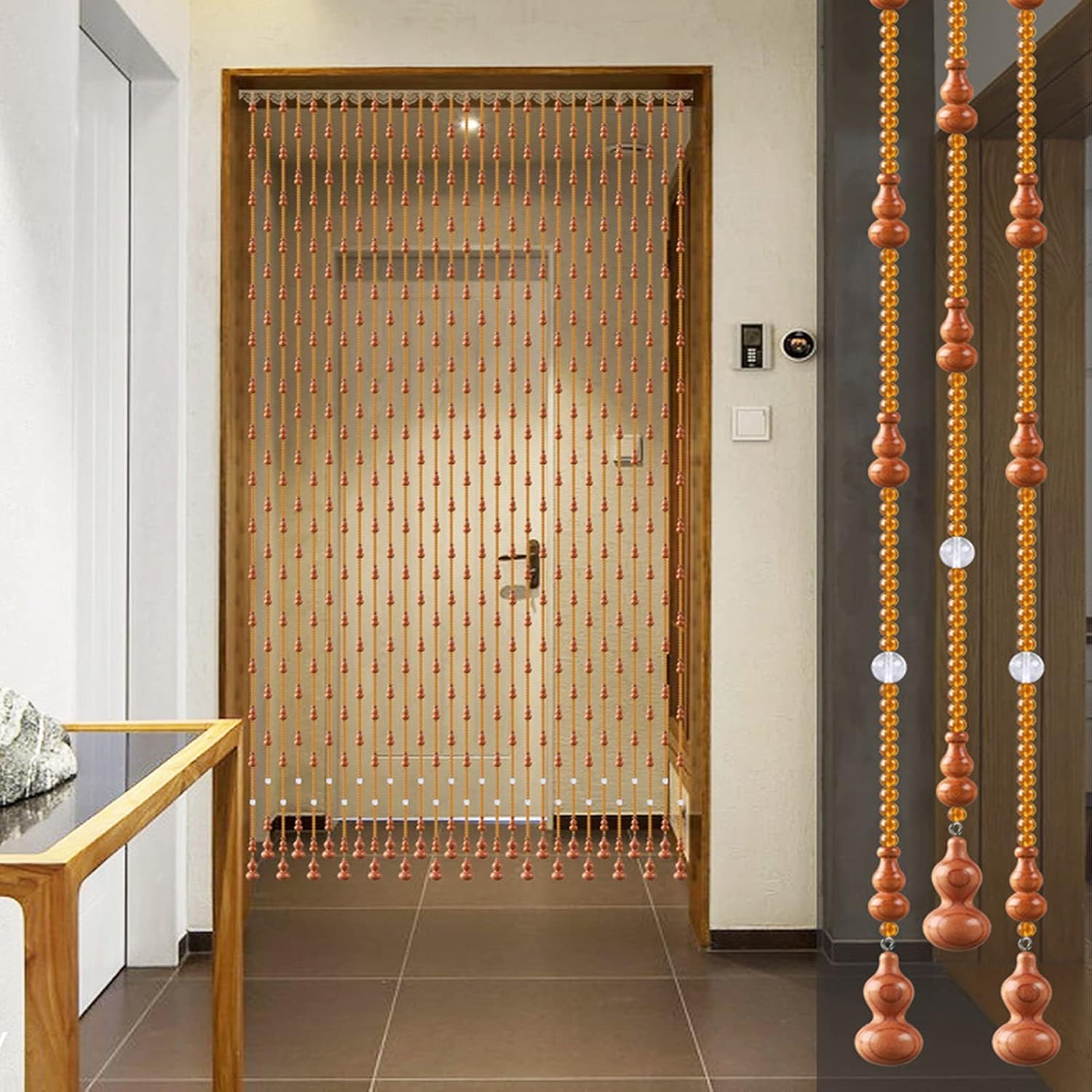 Pengfei Beaded Curtain Natural Wood Door Divider