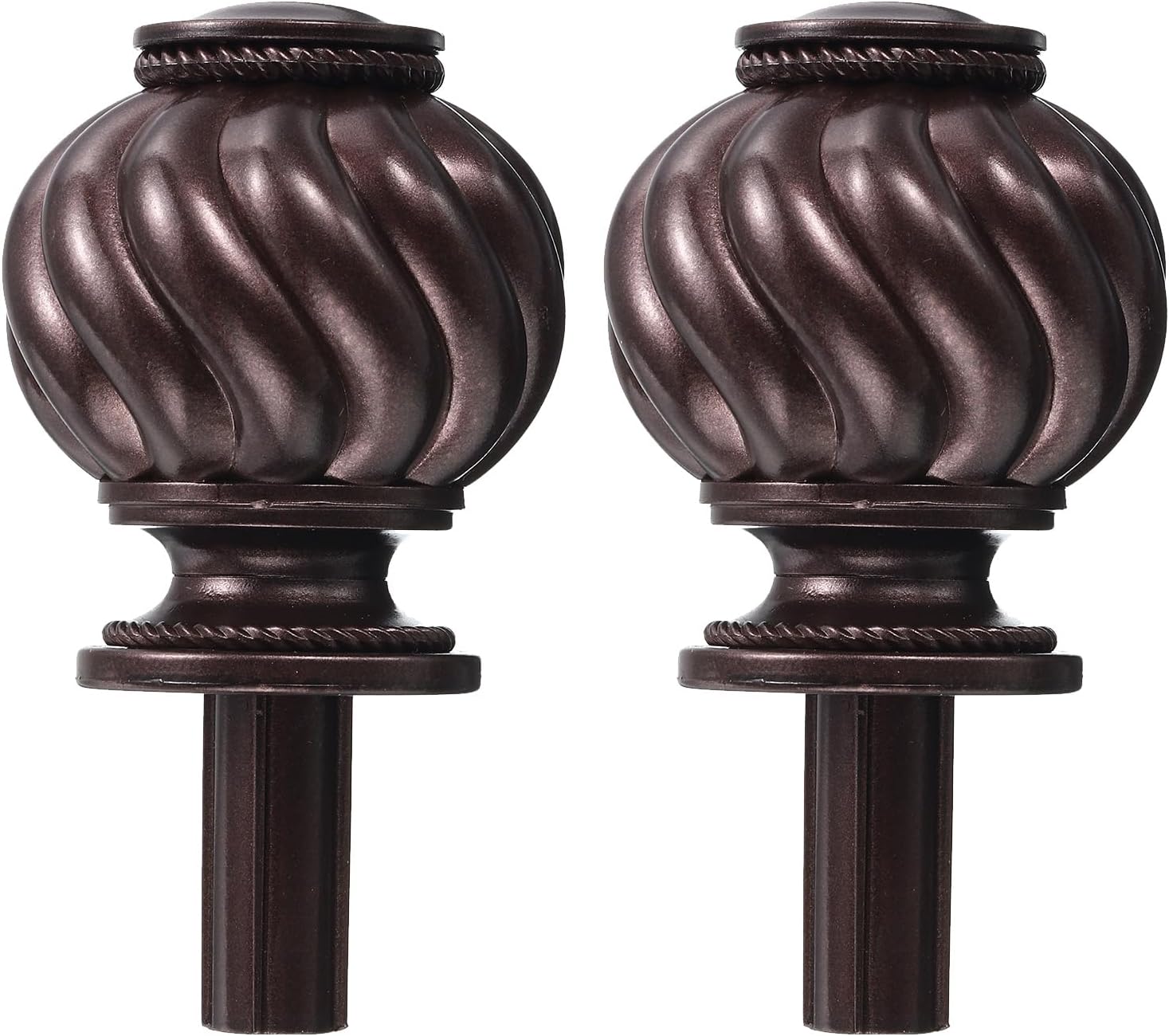 Uxcell Curtain Rod Finials 2Pcs Brown 19mm