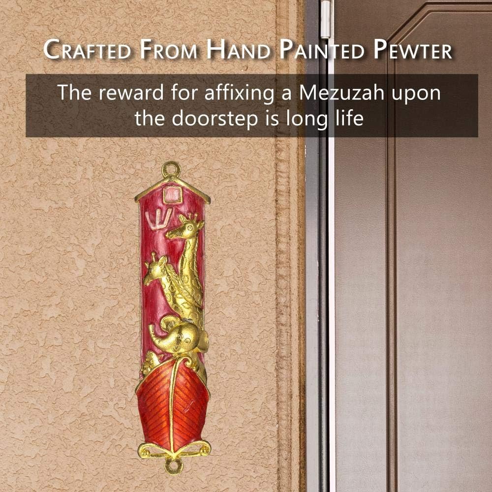 Matashi Hand Painted Mezuzah Gold Plated With Crystals