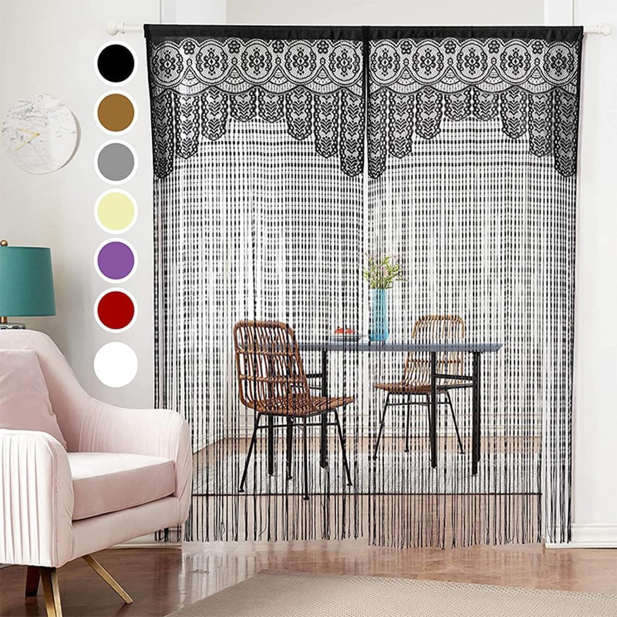 MObyat Doorway String Curtain with Glitter Fringe Panel