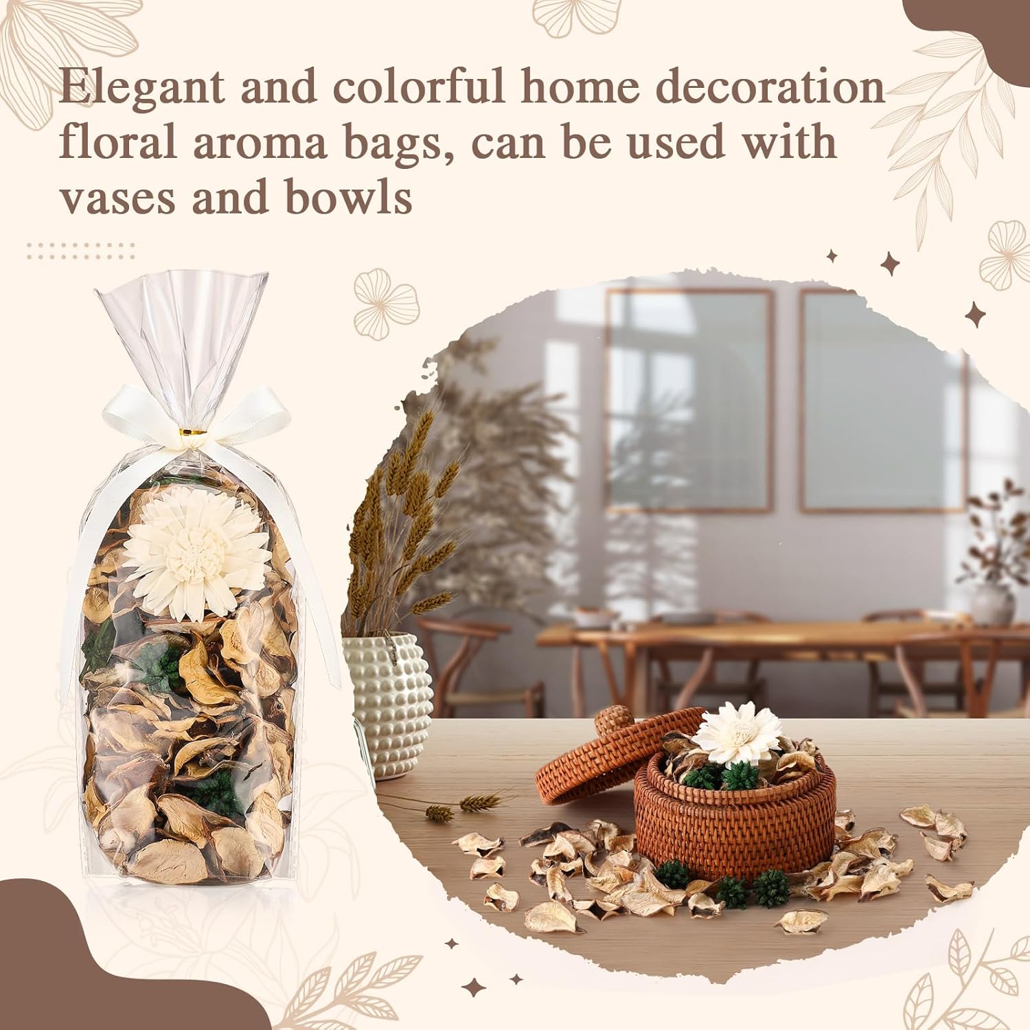 Nuanchu 6 Pcs White Potpourri Bags with Chrysanthemum Scent