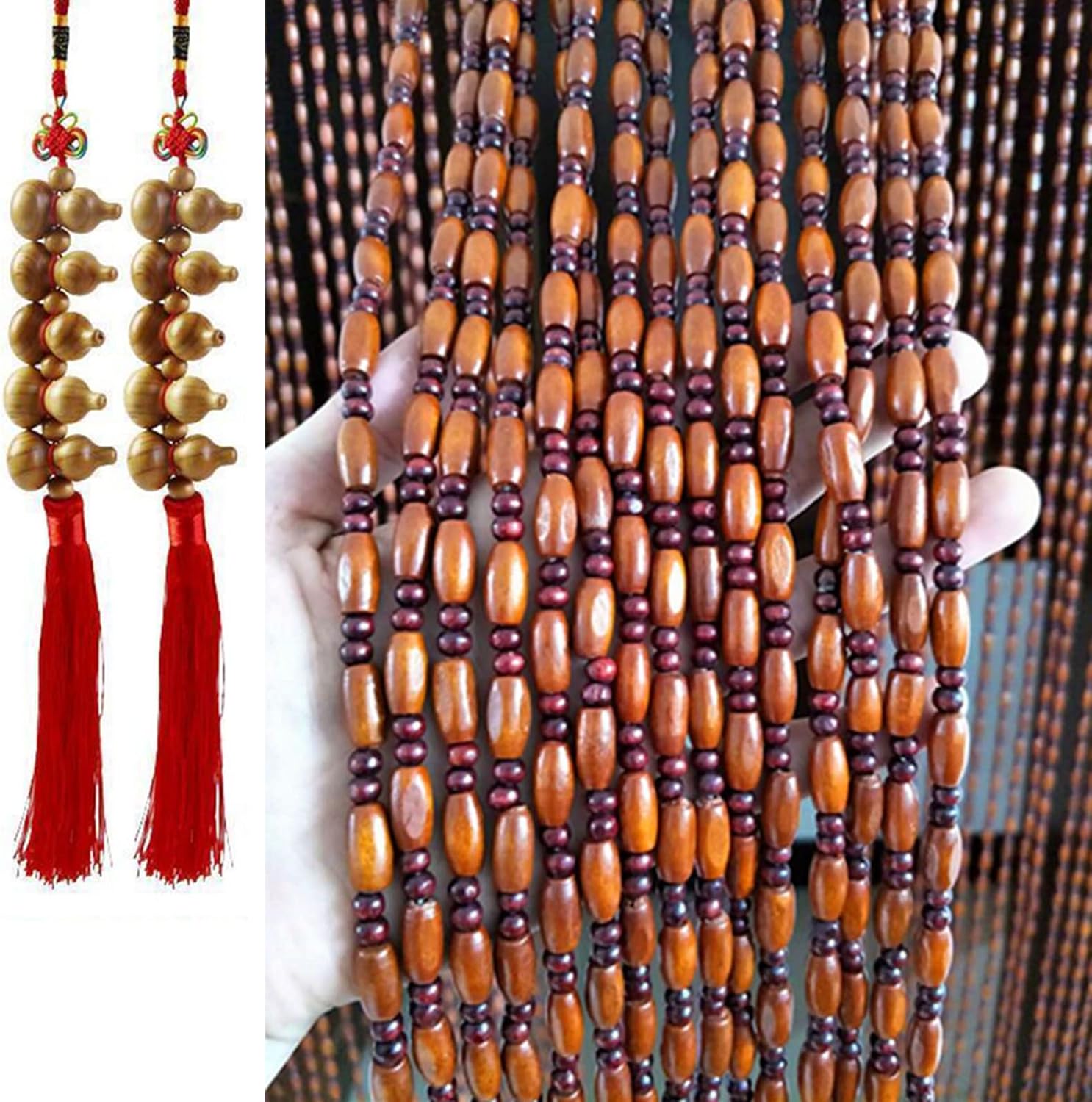 Wood Beaded Curtains for Bedroom Kitchen Door Divider