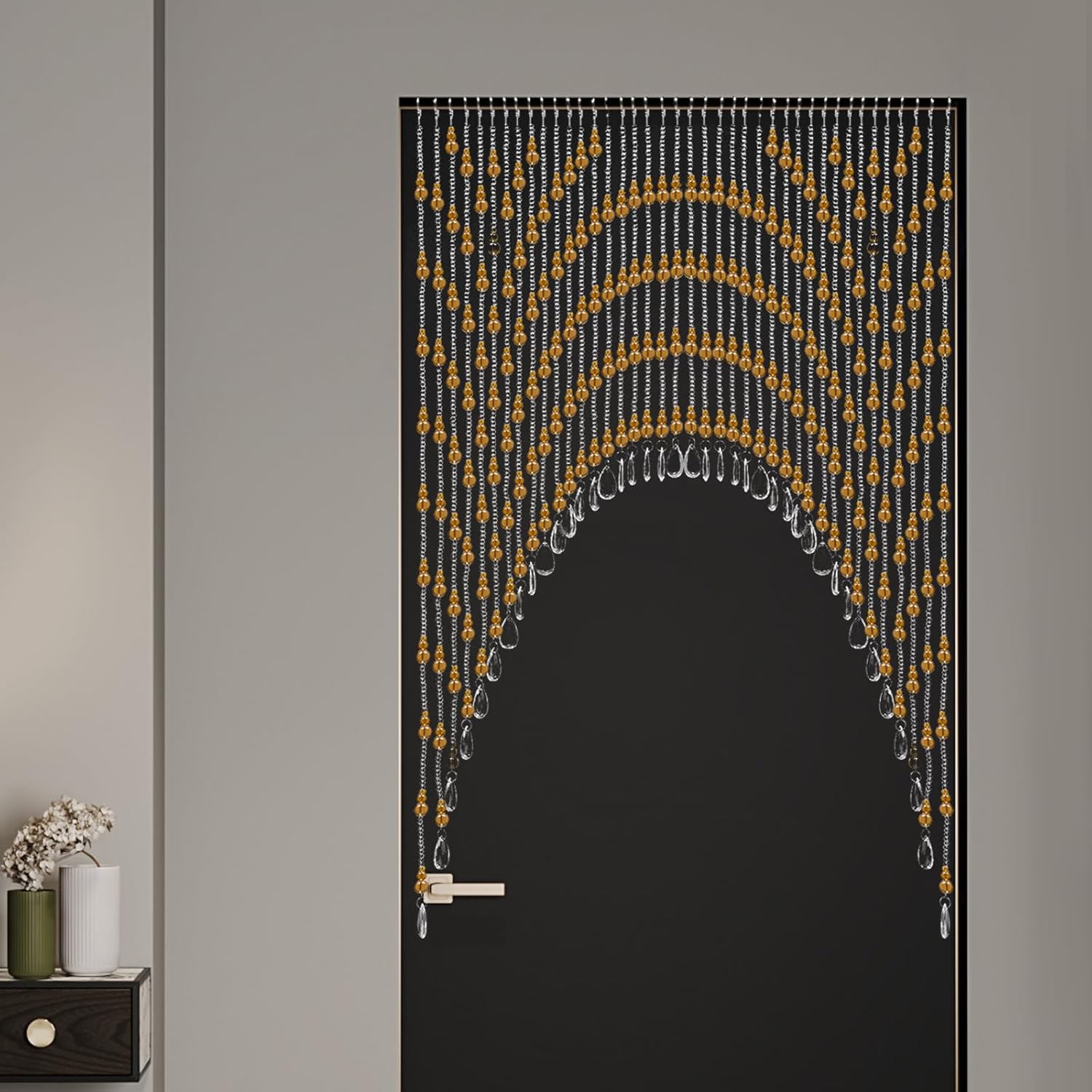 Hanging Crystal Door Beaded Curtain with 40 Strings Amber