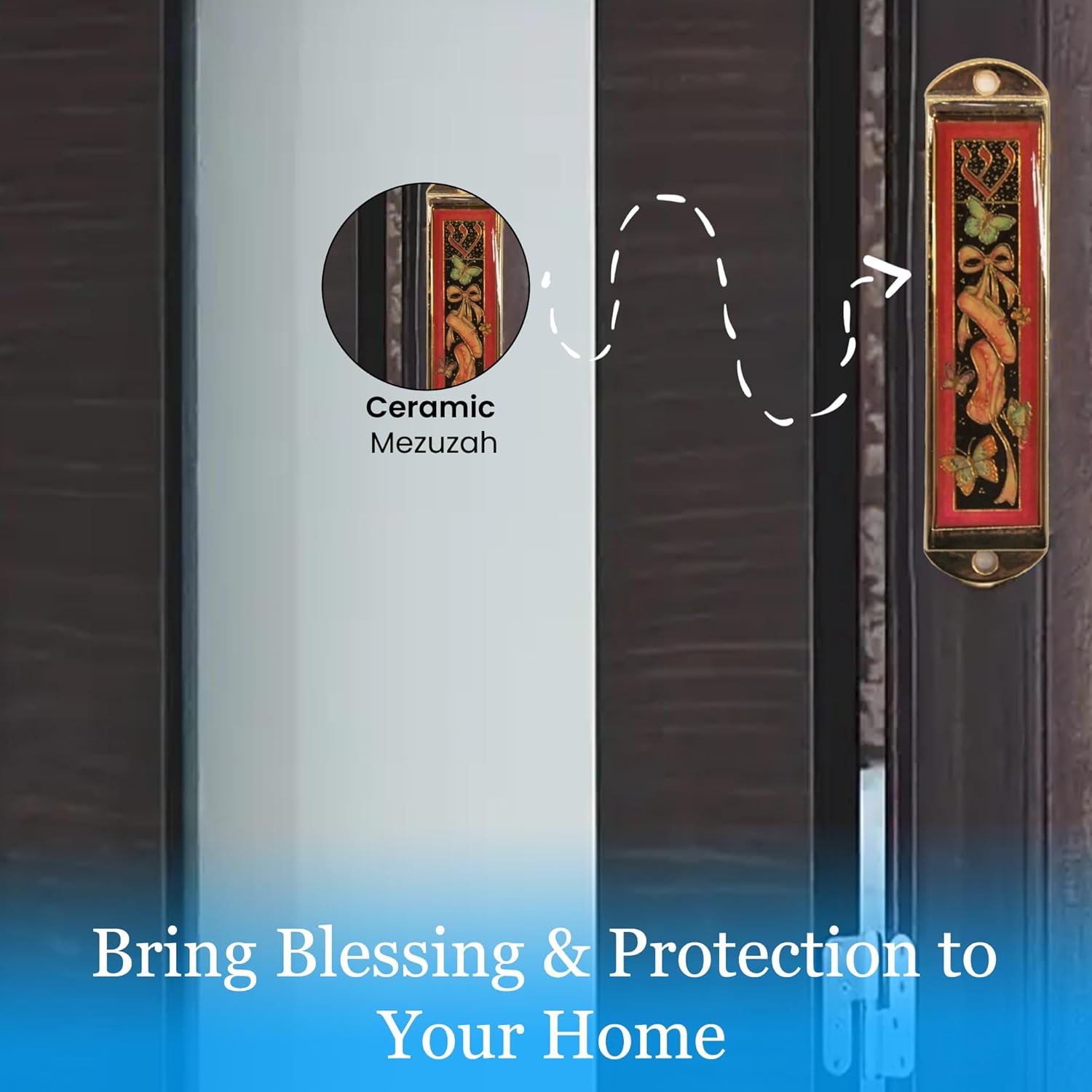 Majestic Giftware 4 Inch Ceramic Mezuzah Case with Mountains Design