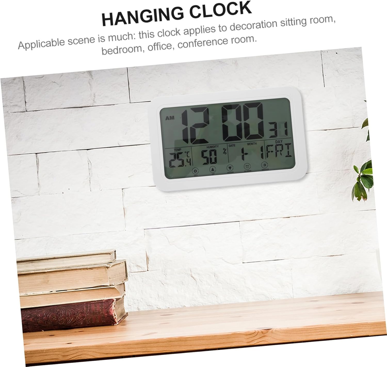 Happyyami Digital Temperature Humidity Clock with LCD Alarm