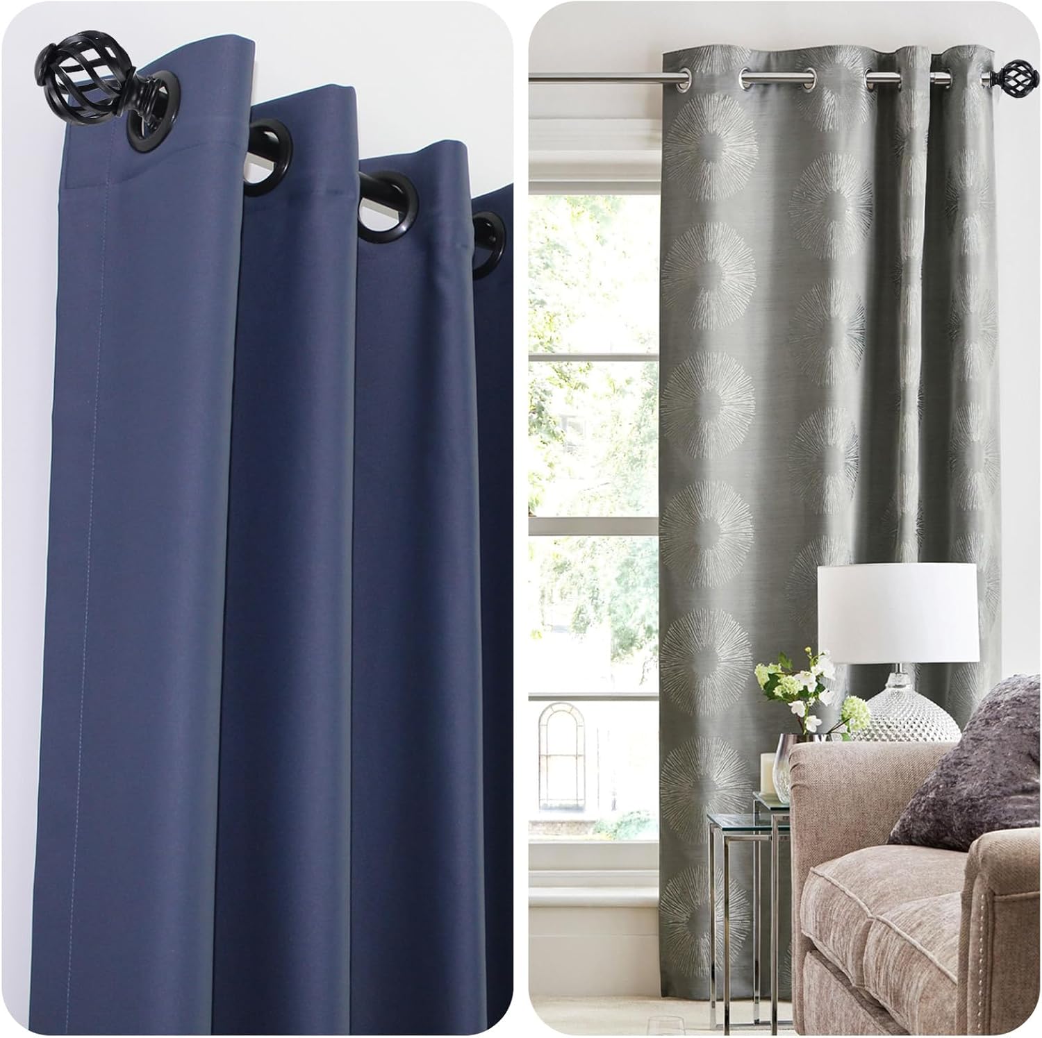 Uxcell Curtain Rod Finials 2Pcs Black Plastic Ends 19mm Diameter