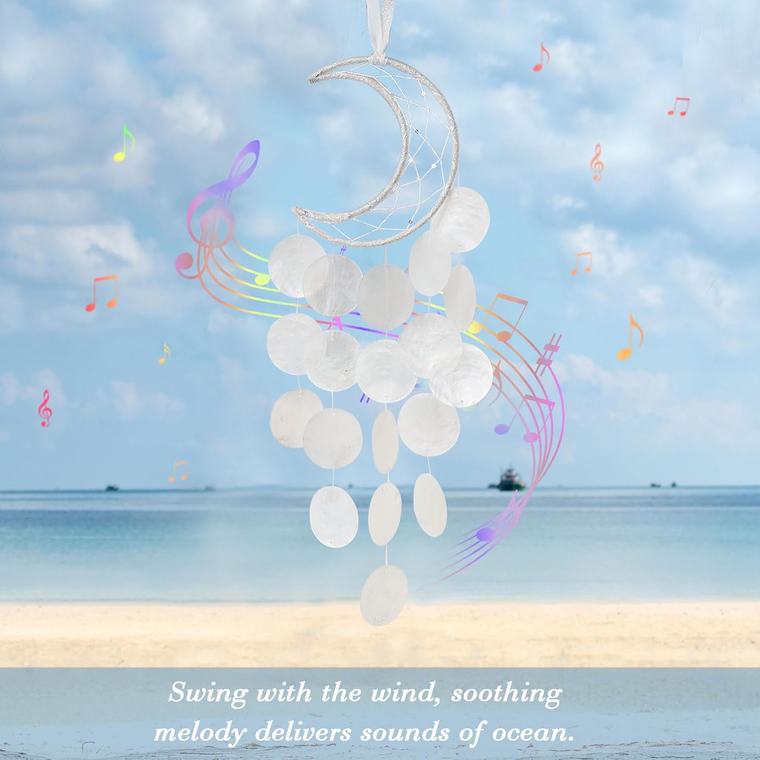 Pretty Jolly Small Outdoor Crescent Moon Woven Dream Catcher Wind Chimes