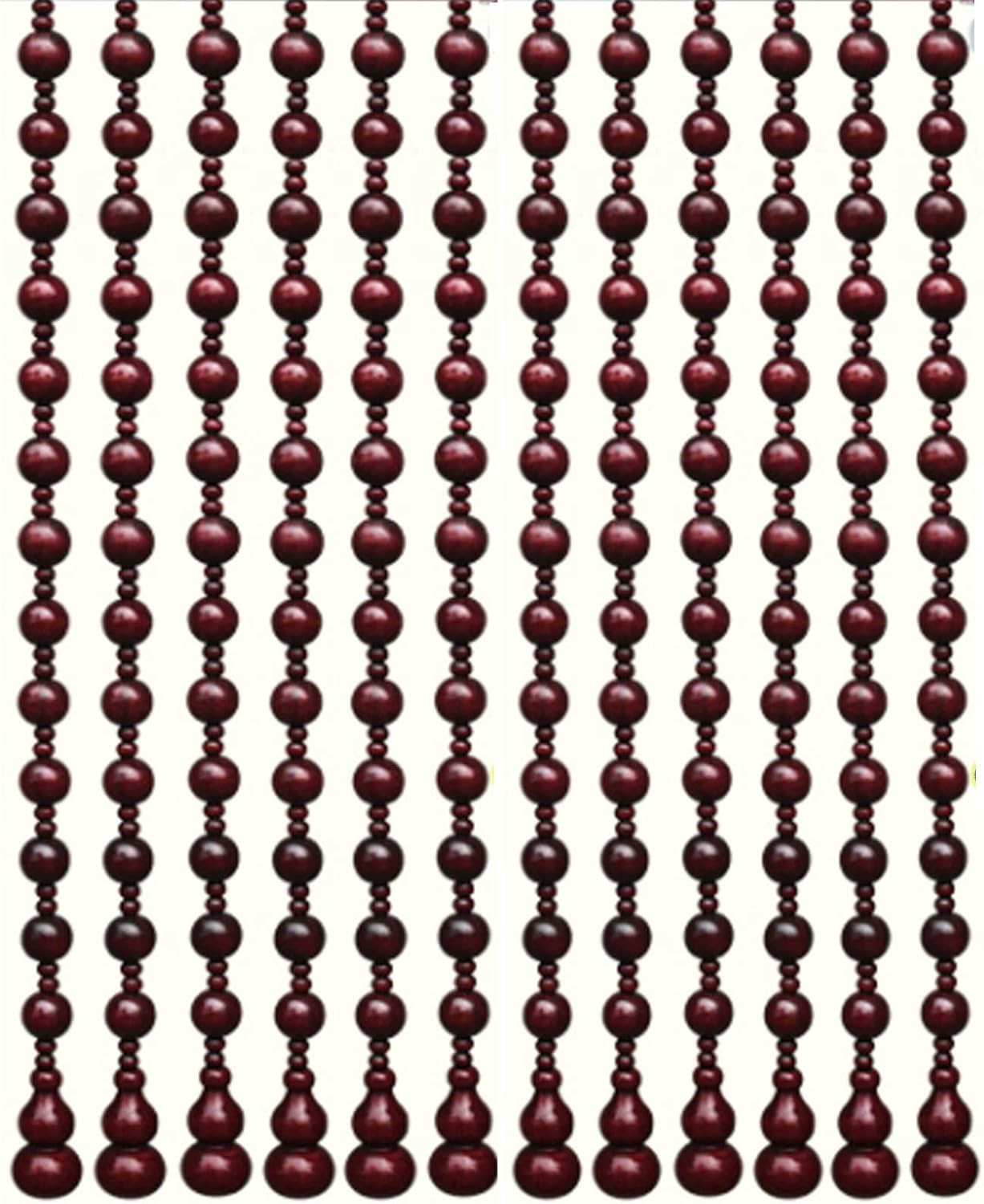 Natural Wood Bamboo Beaded Curtain for Bedroom Privacy 1