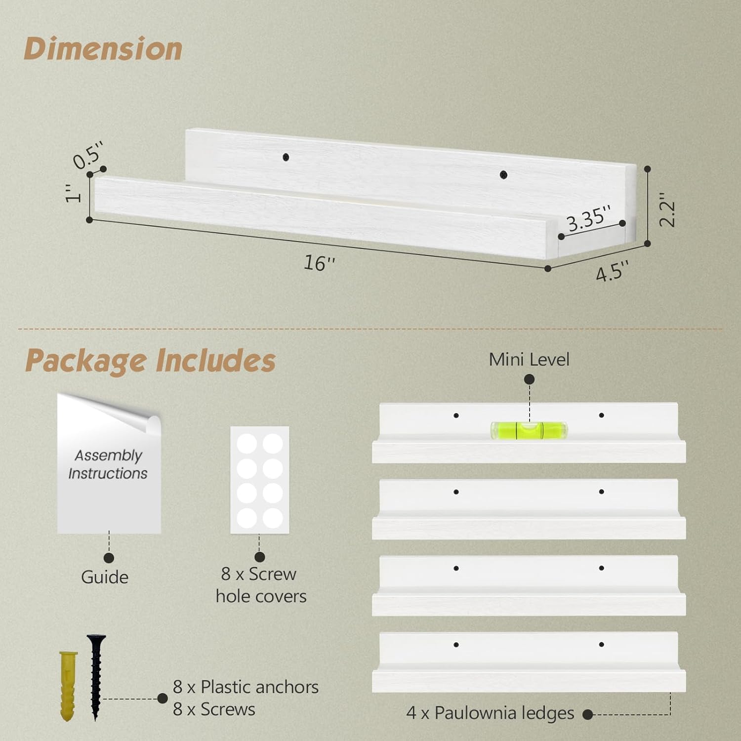 Forbena Wall Mounted Bookshelf Set of 4 White