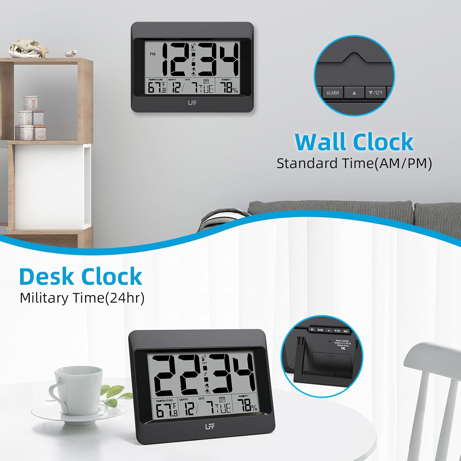 LFF Atomic Clock with Temperature Humidity Display