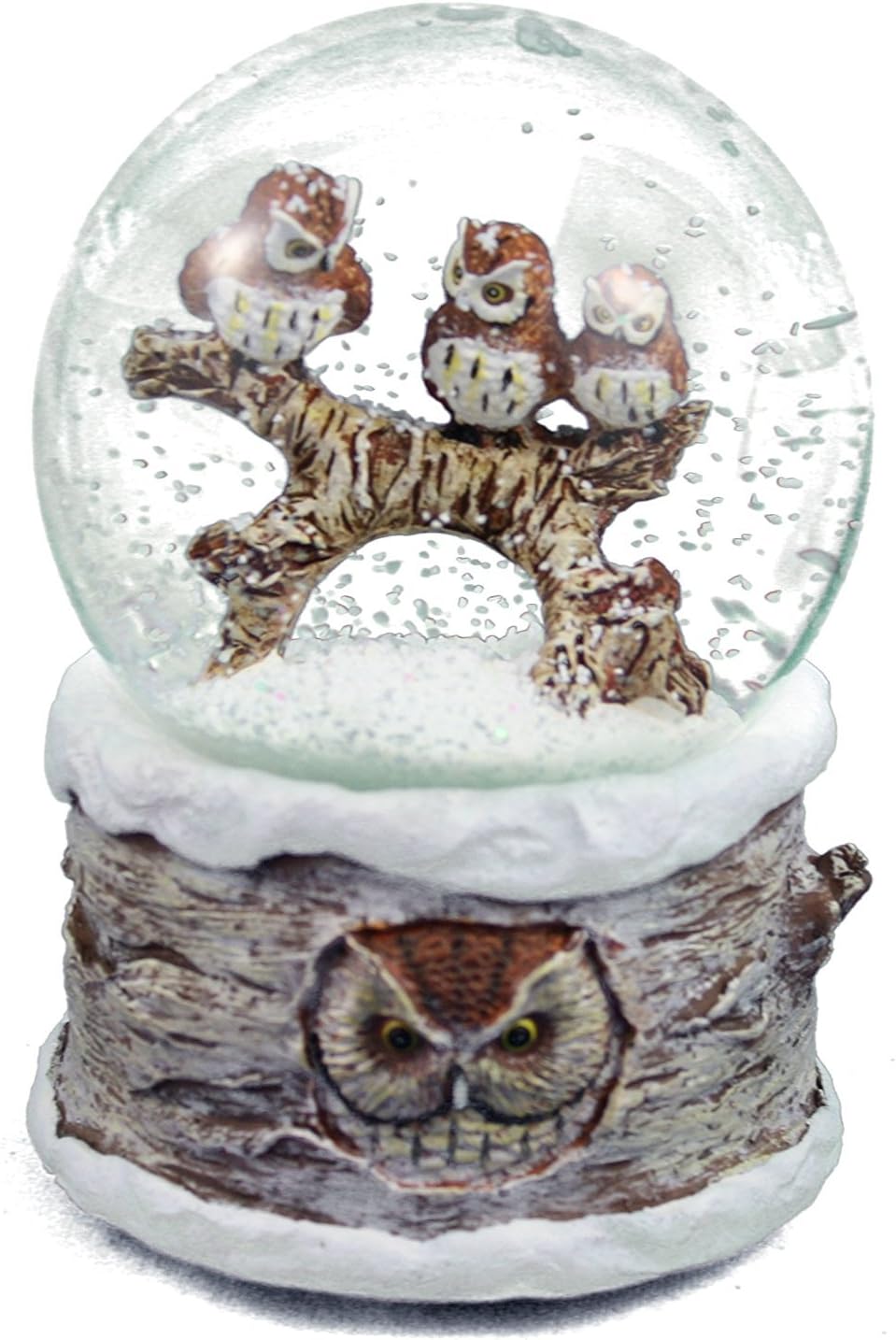 Winter Barn Owls Musical Snow Globe with Carol of the Bells