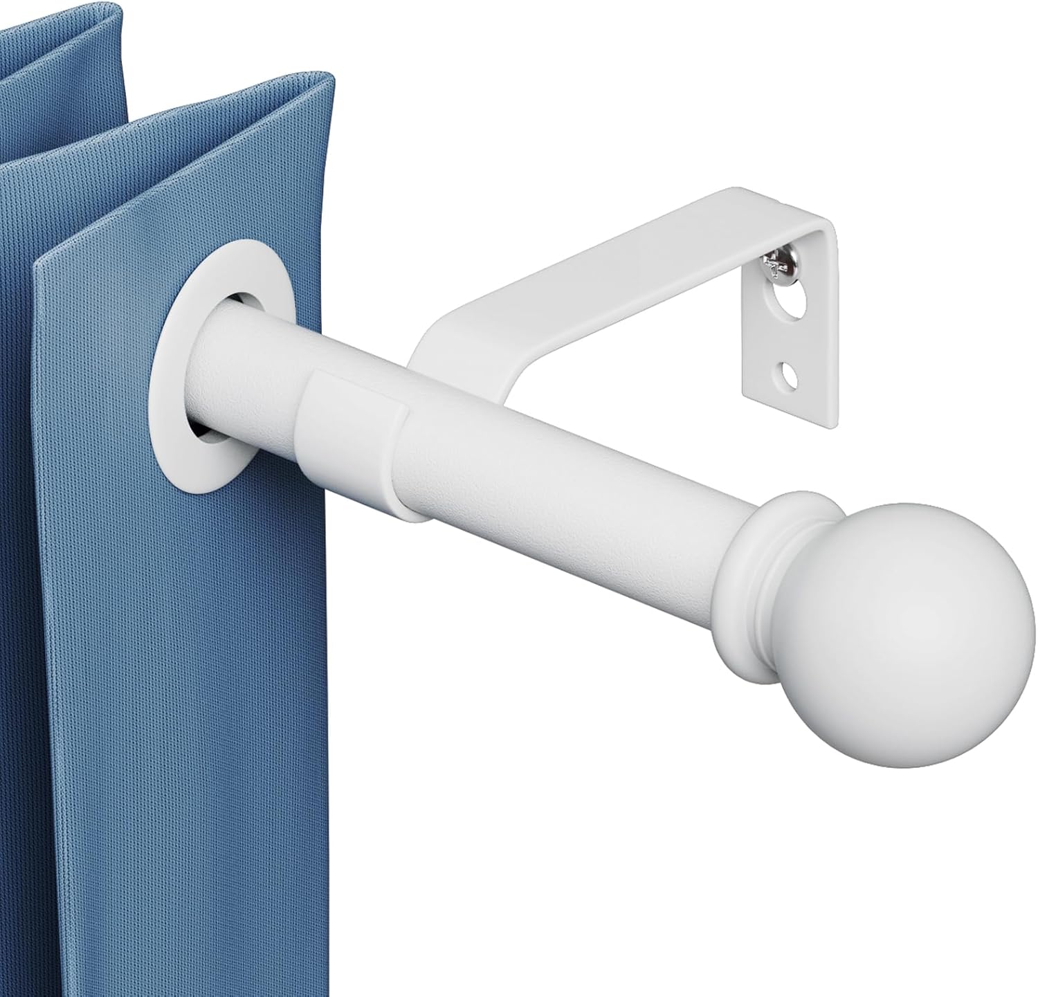 White Curtain Rods 48-84 Inch Adjustable Heavy Duty Metal Rod Set with Brackets