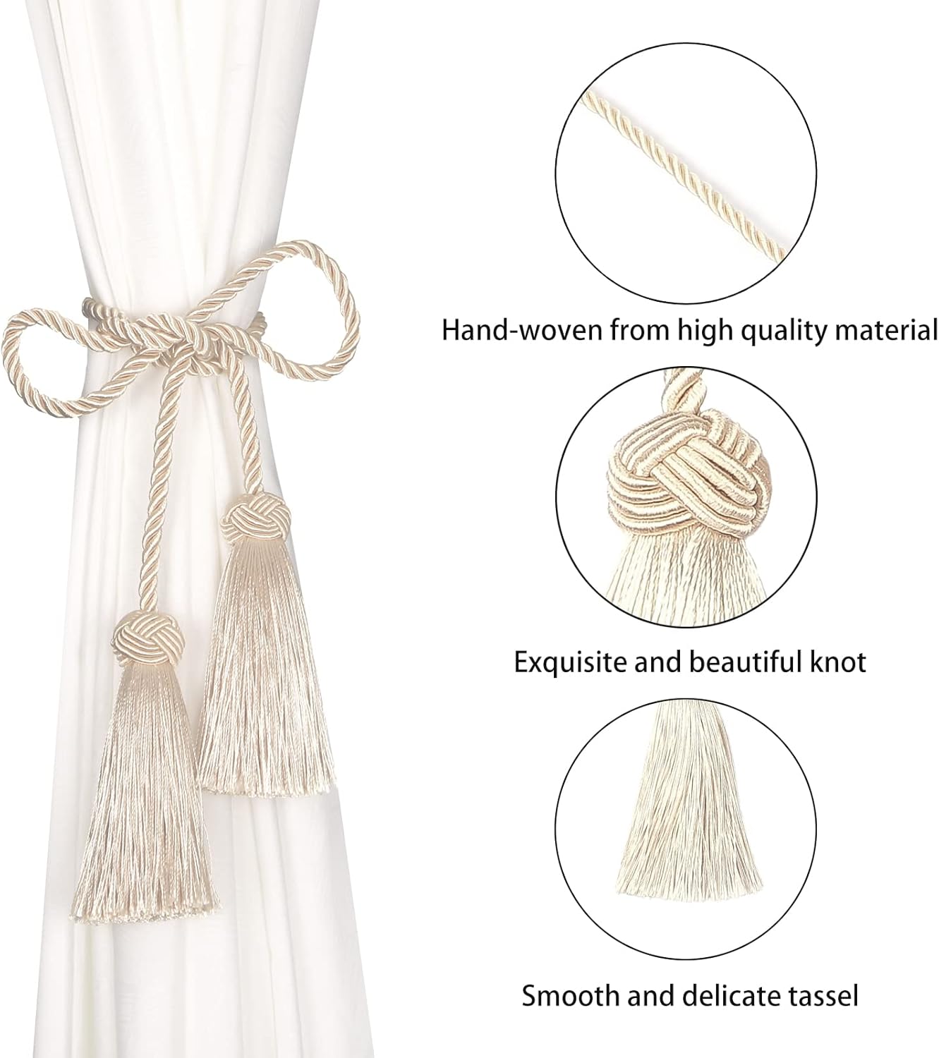 BEL AVENIR 2 Pack Decorative Curtain Holdbacks with Tassels