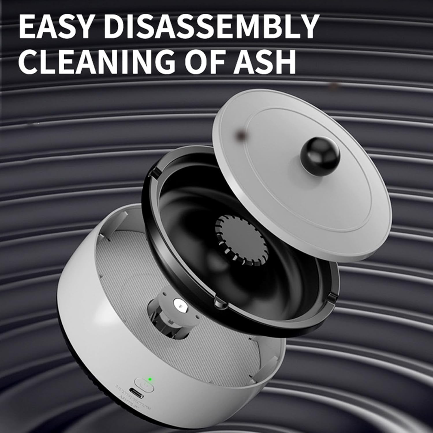 2 in 1 Air Purifier Ashtray USB Rechargeable White