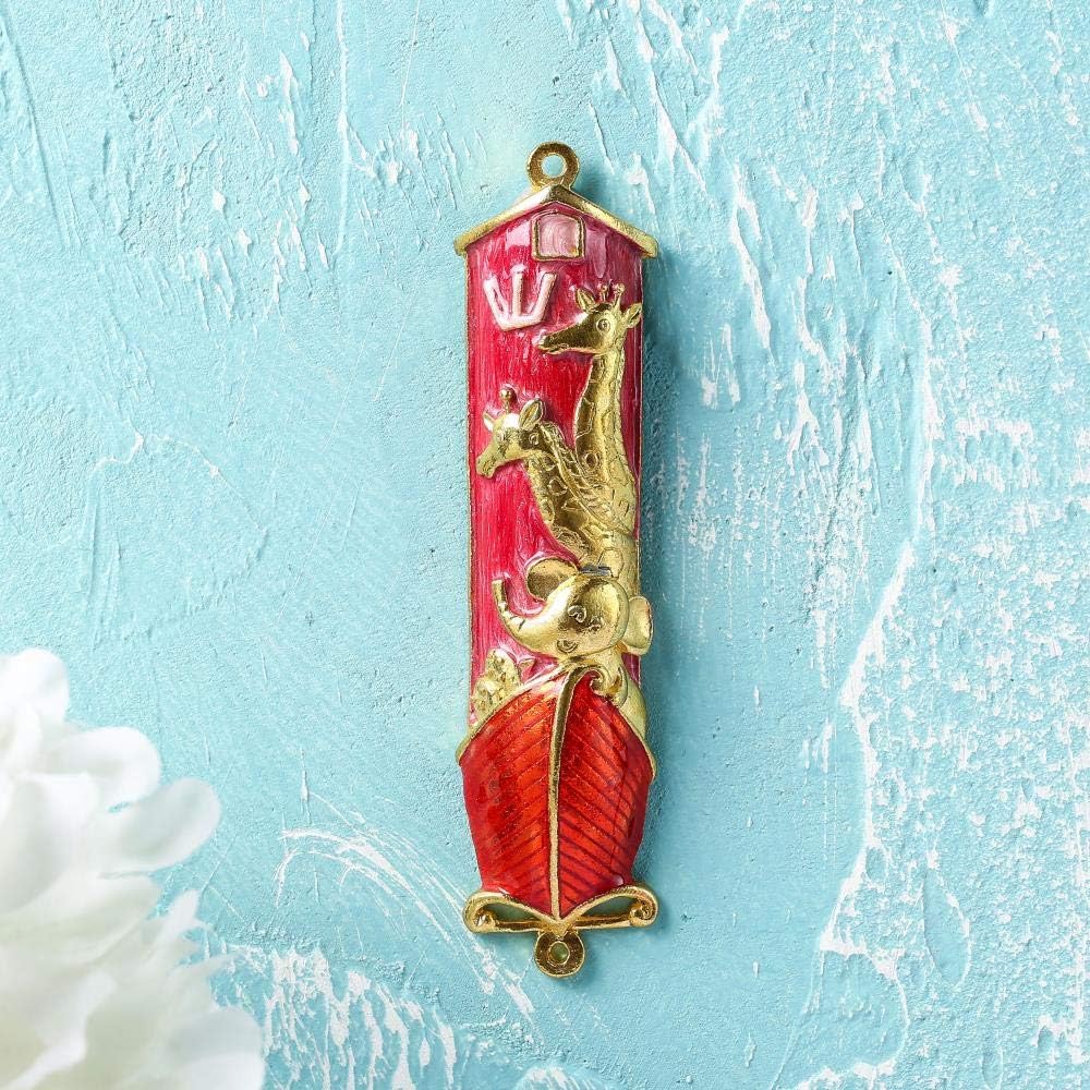 Matashi Hand Painted Mezuzah Gold Plated With Crystals
