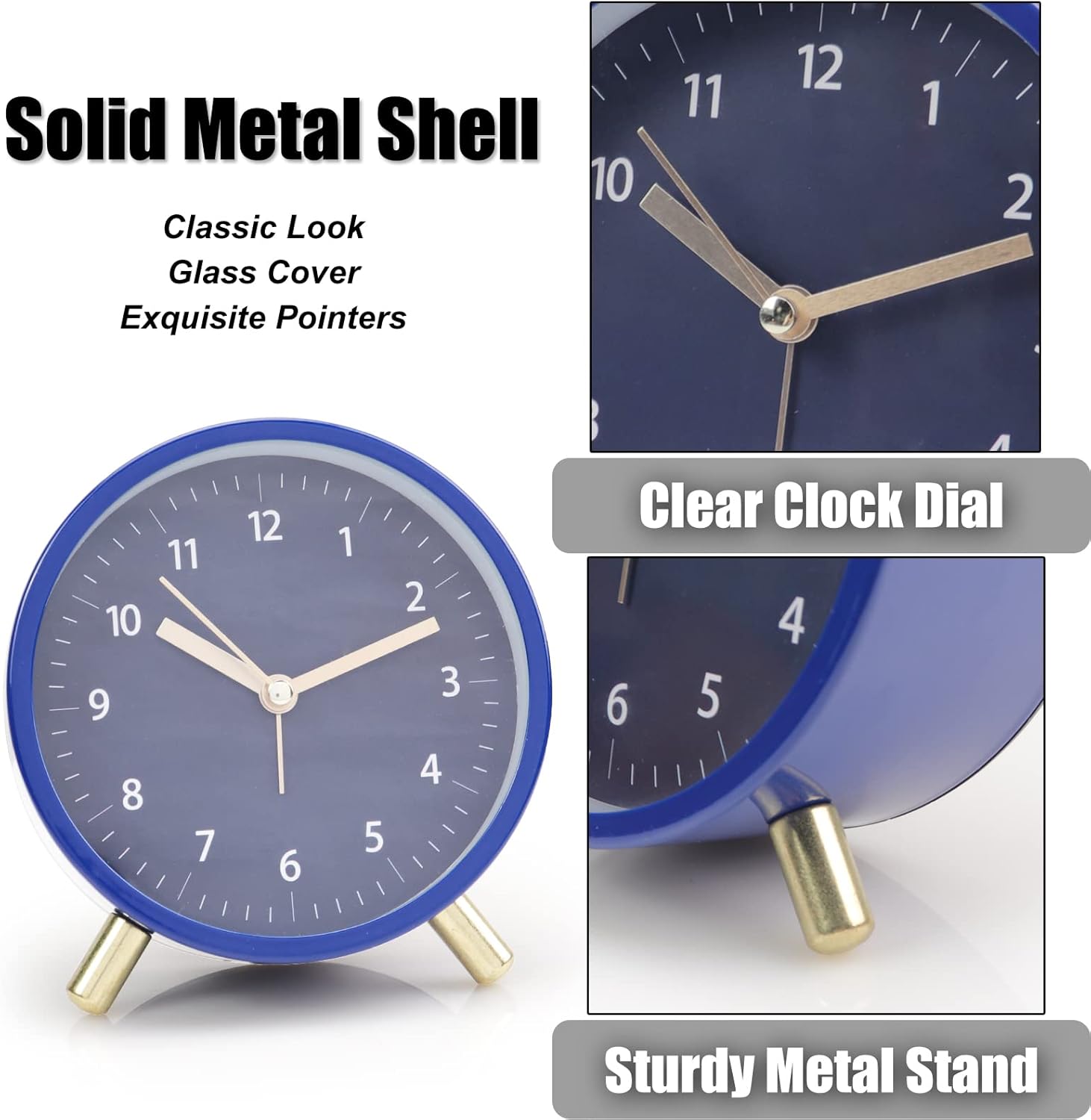 AOLOX 45 Inch Battery Operated Round Analog Alarm Clock with Soft Backlight