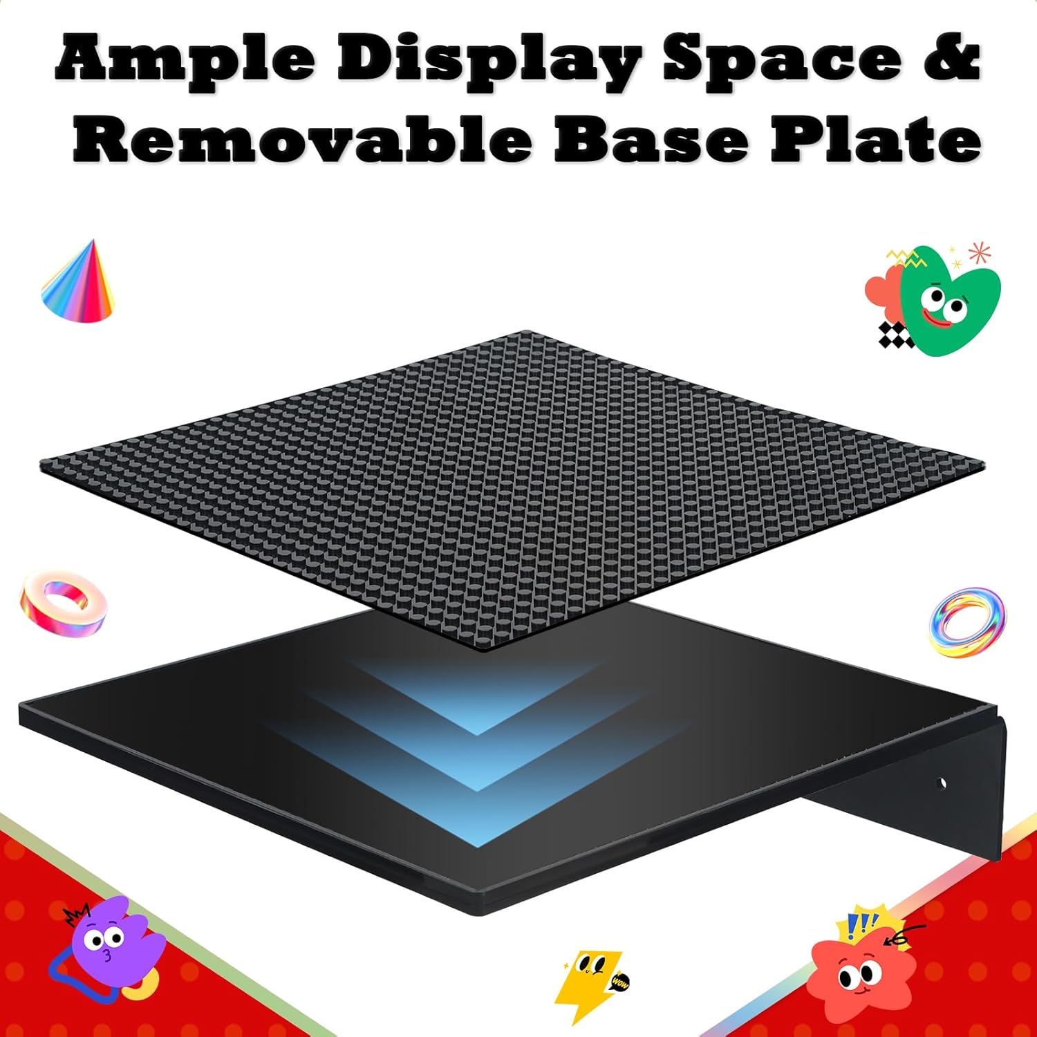 2-Pack Floating Shelf for Lego Collectibles and Toy Blocks