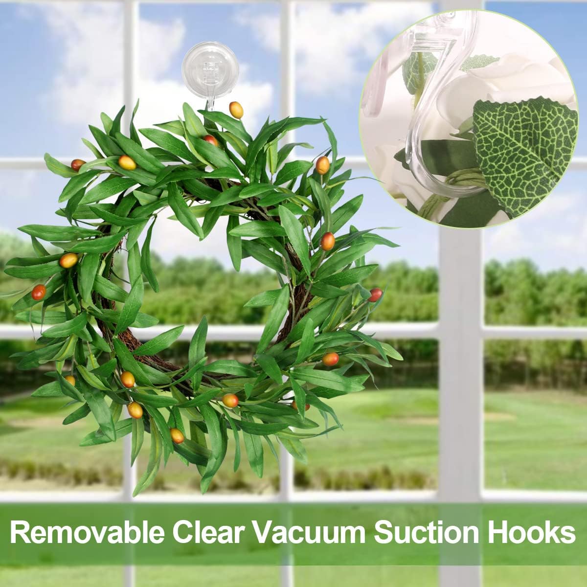 2 Pack Suction Cup Wreath Hangers for Glass Window