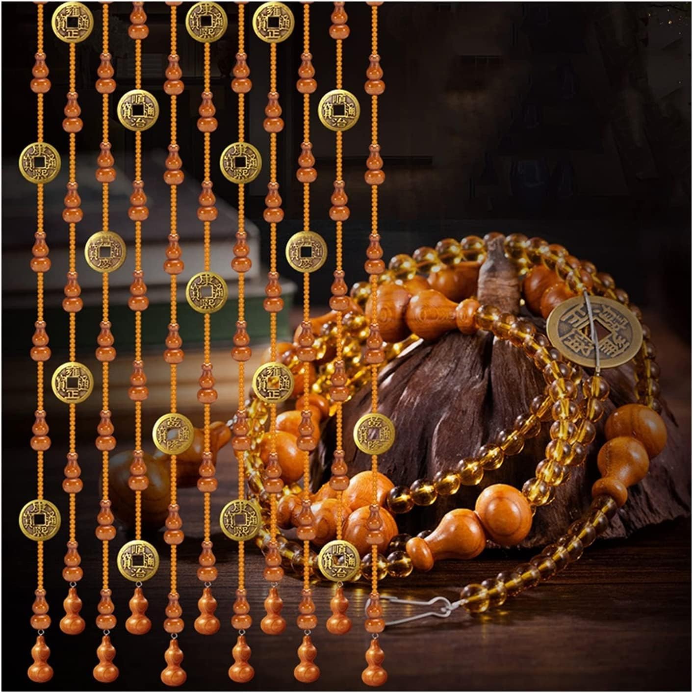 Tophacker Beaded Curtain Natural Wooden Beads Door String