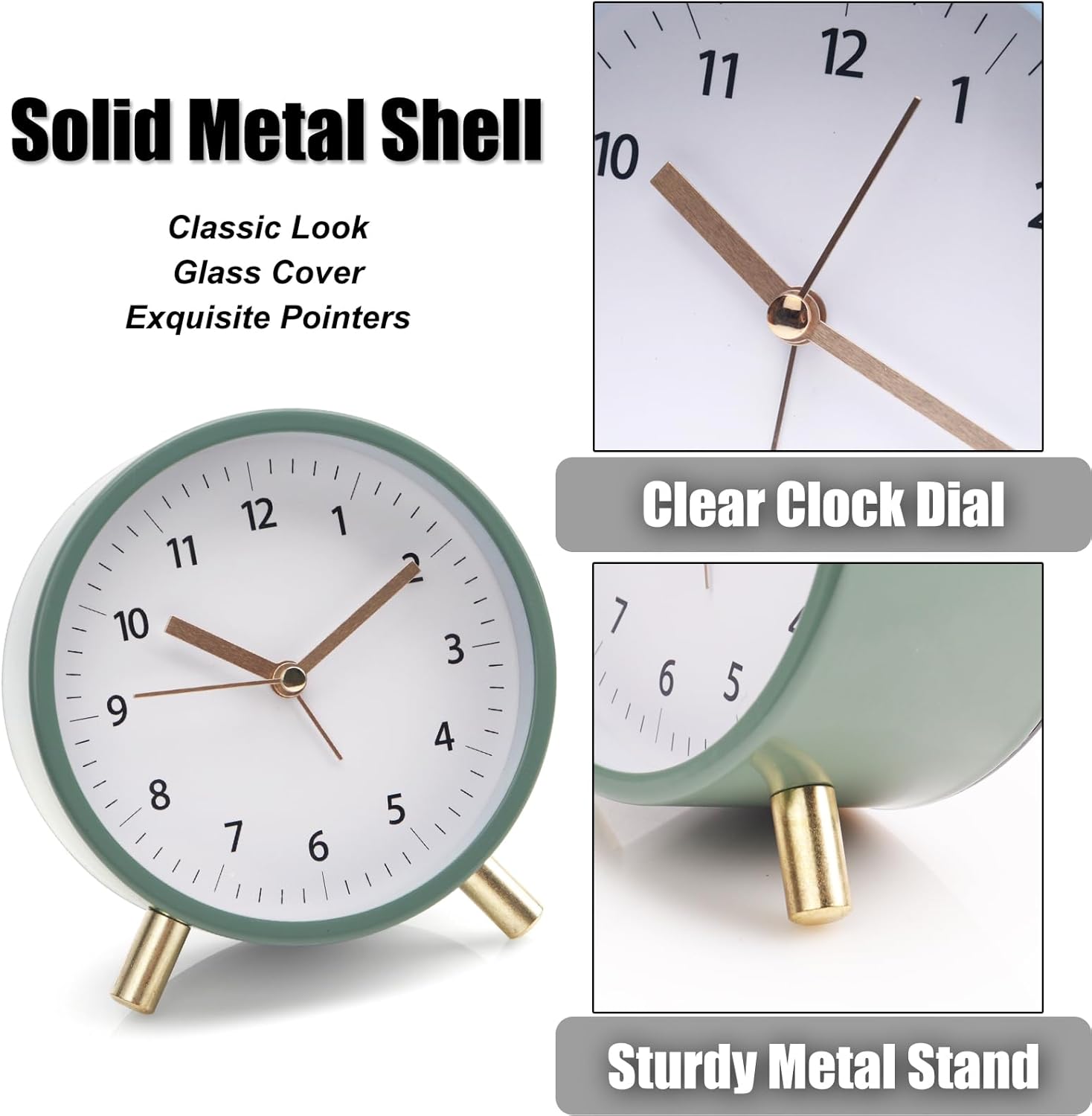 AOLOX 45 Inch Bedside Analog Alarm Clock with Backlight
