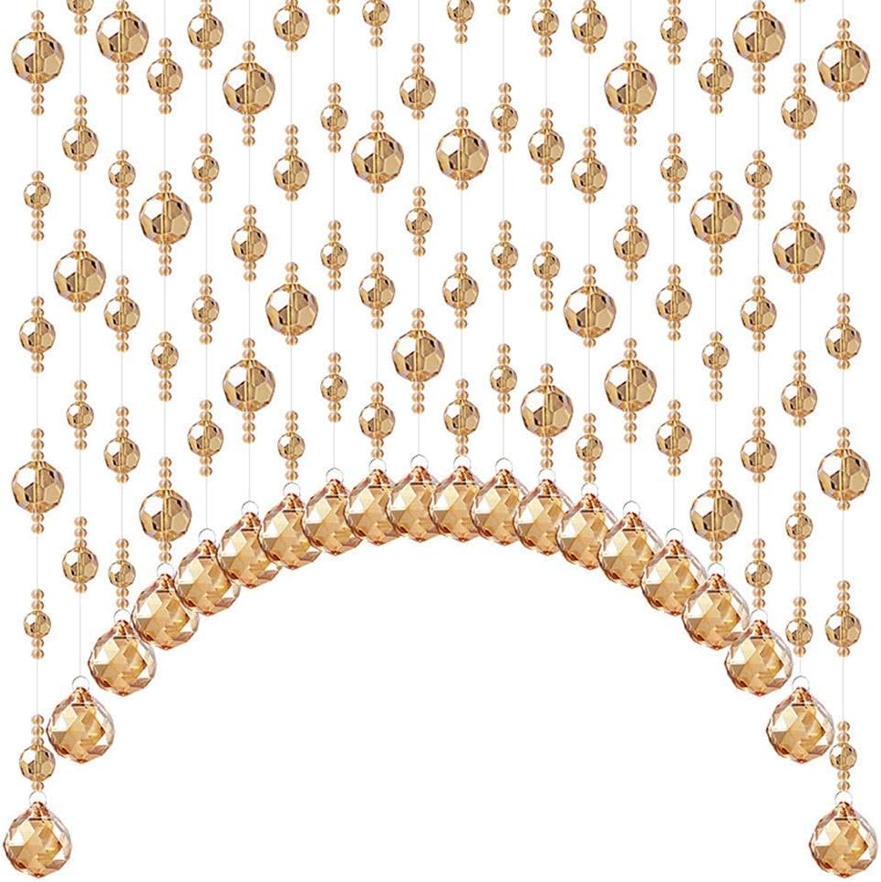20 Strands Beaded Curtain with Crystals for Doorways and Room Dividers