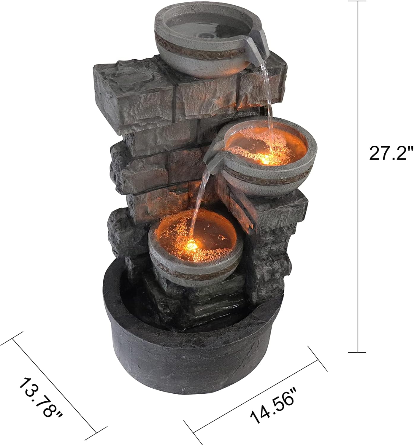 Cheng Pin 3 Tiered Resin Waterfall Fountain