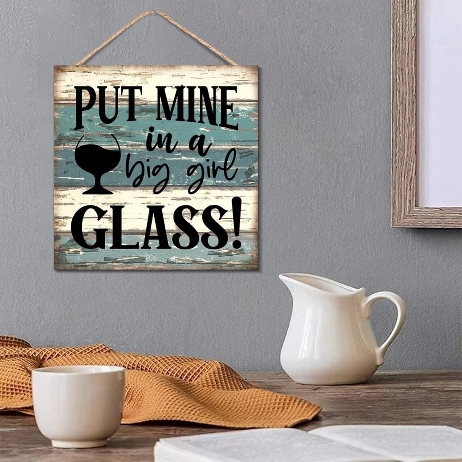 Big Girl Glass Hanging Wooden Sign Rustic Wood Plaque 12x12