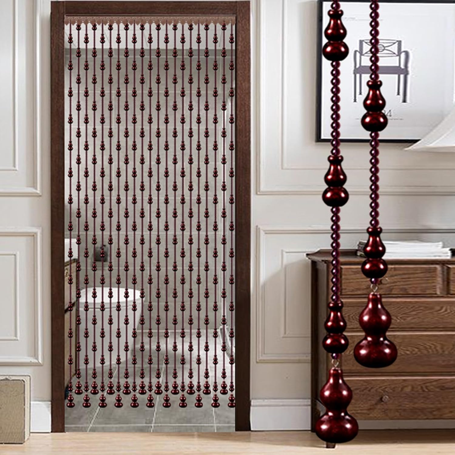 NEVKA Beaded Curtain Room Divider 25 Strands 155cm Long