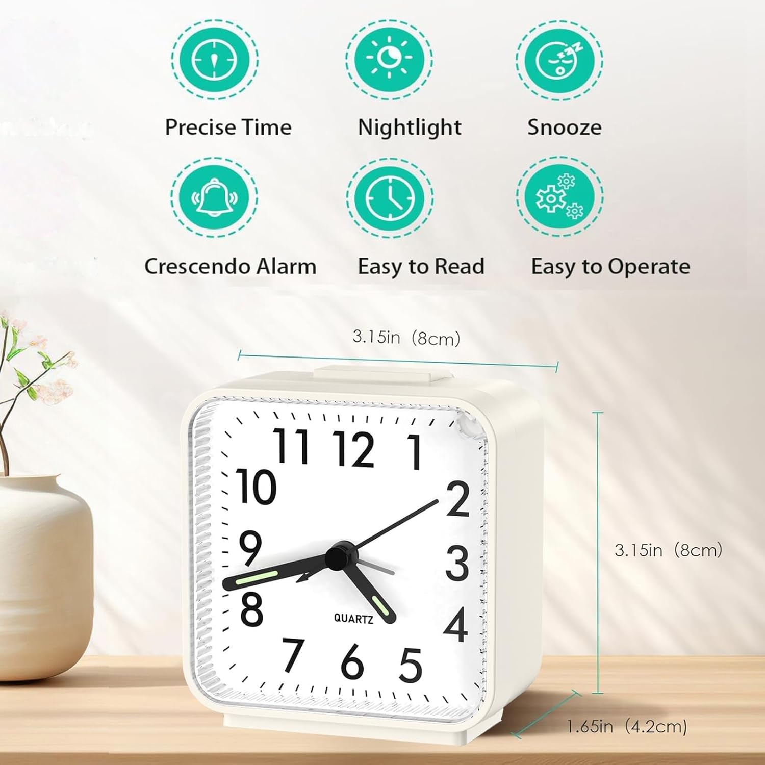 ORIA Analog Alarm Clock with Light and Snooze