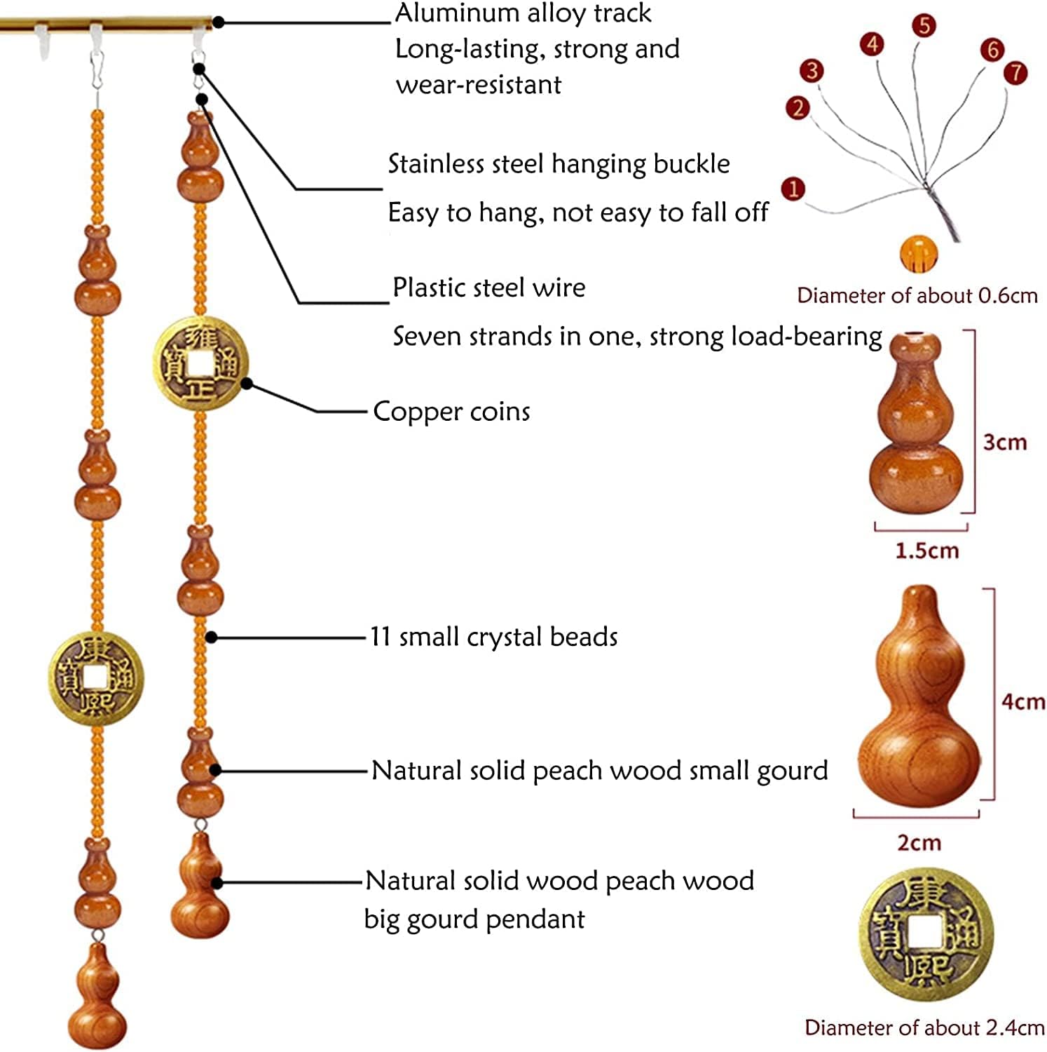 Tophacker Beaded Curtain Natural Wooden Beads Door String