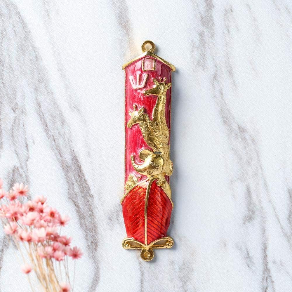 Matashi Hand Painted Mezuzah Gold Plated With Crystals