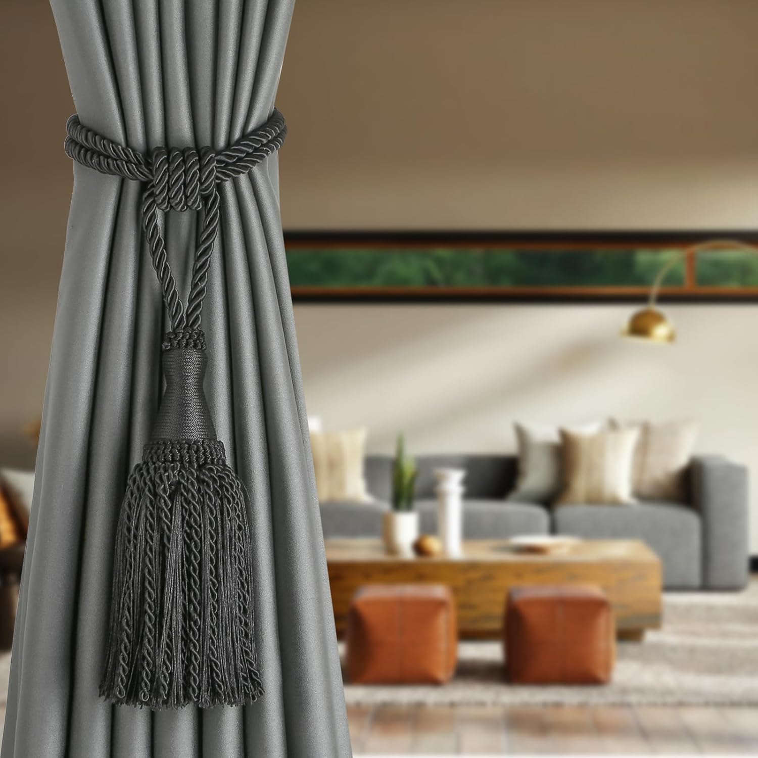 2 Pack Curtain Tiebacks with Tassel Modern Style