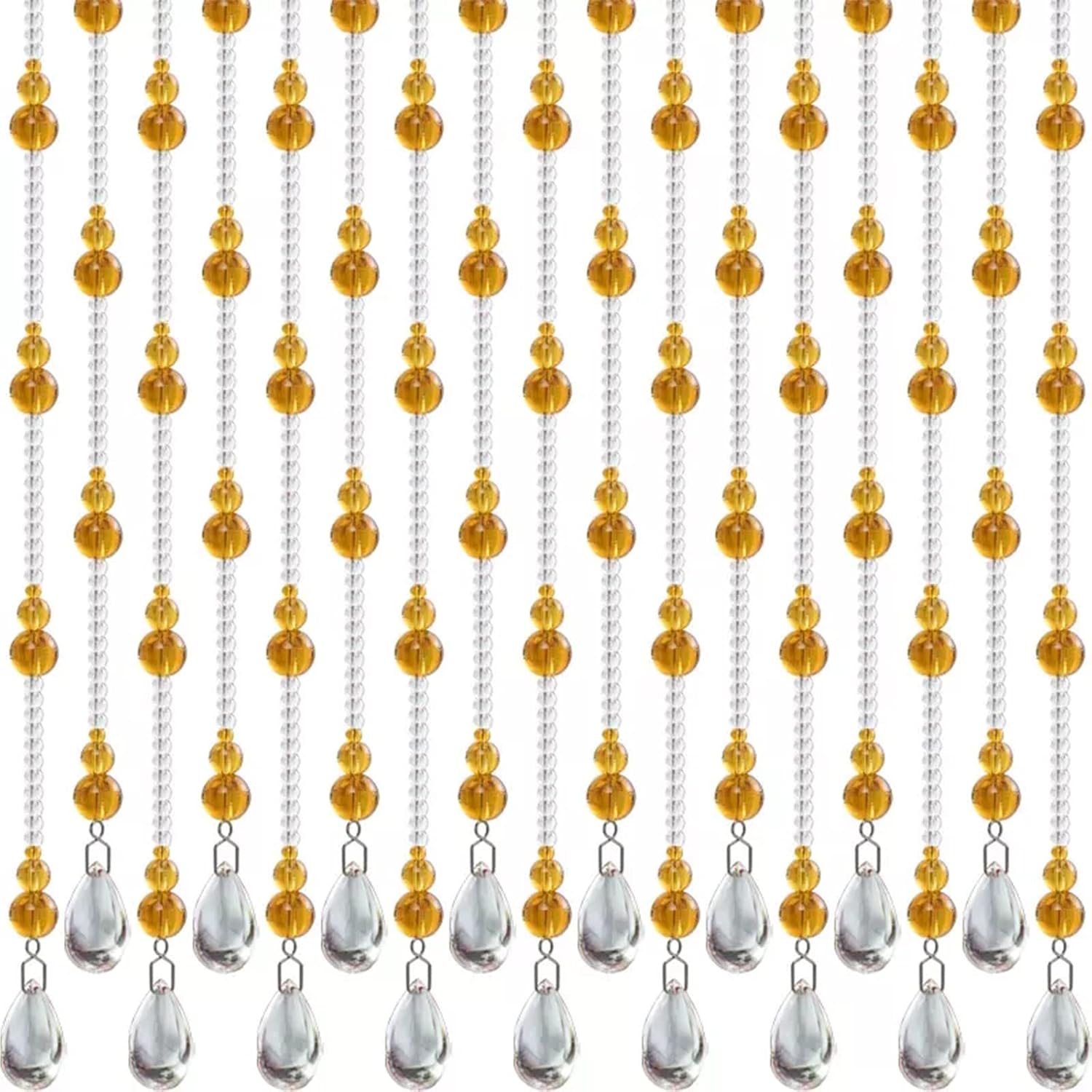 EMYJAY Gold Beaded Curtain Panel with Tassels