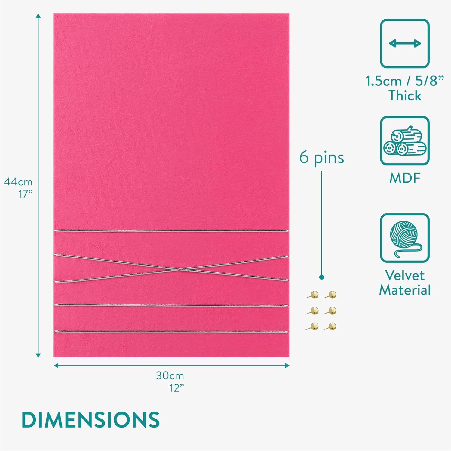 Navaris Velvet Memo Board 12x17 Bright Pink