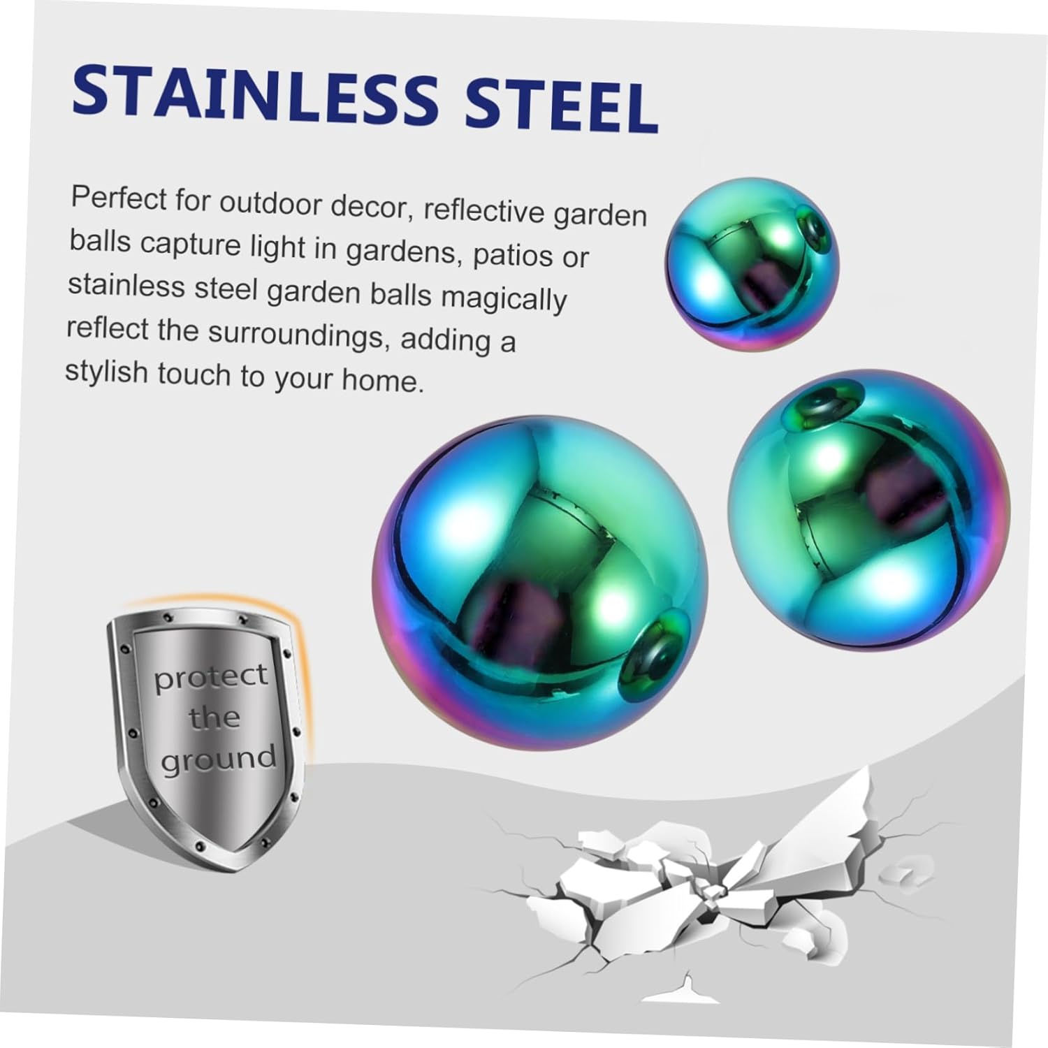 PRETYZOOM 3pcs Stainless Steel Balls Wall Decor for Garden and Home