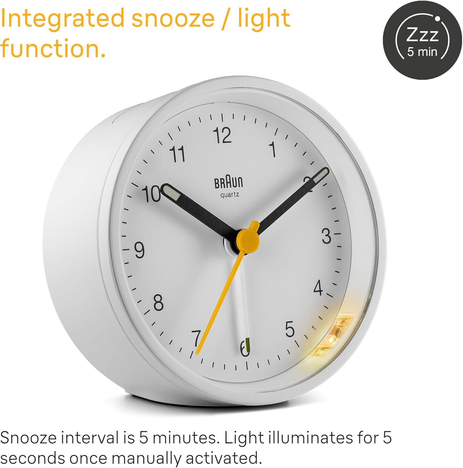 Braun Classic Analogue Alarm Clock with Snooze and Light