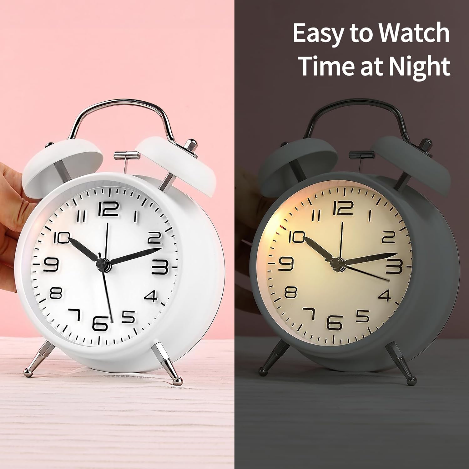 Pxy Loud Alarm Clock Heavy Sleepers 3D Dial Battery Operated